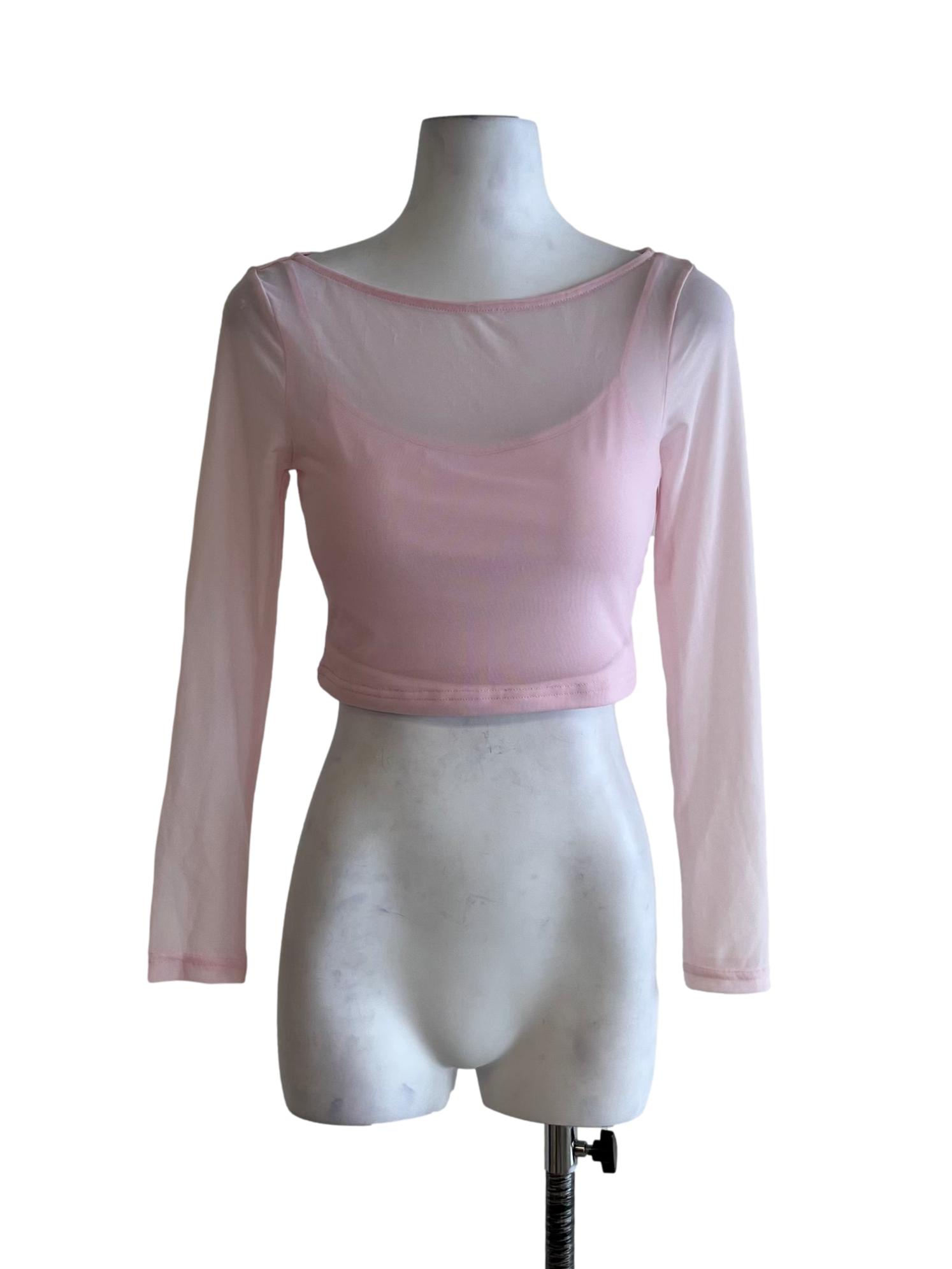 Blush Pink Mesh Blouse