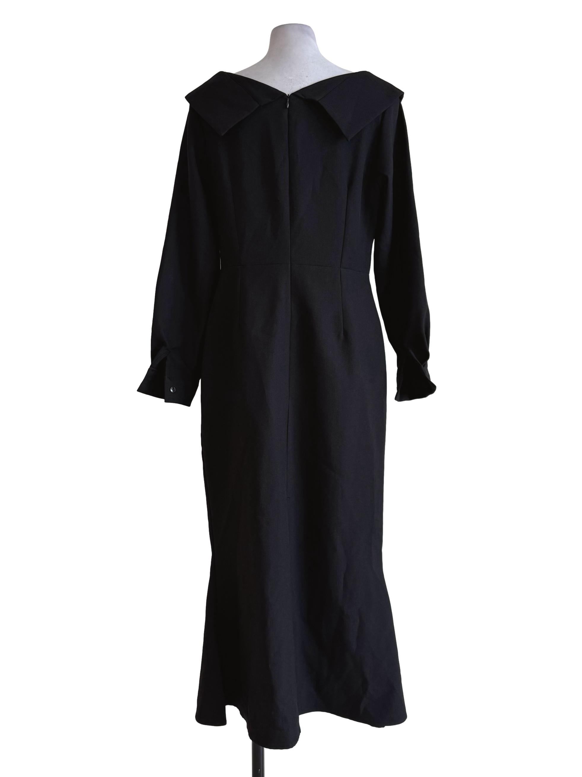 Pewter Black Sailor Neck Long Sleeve Dress