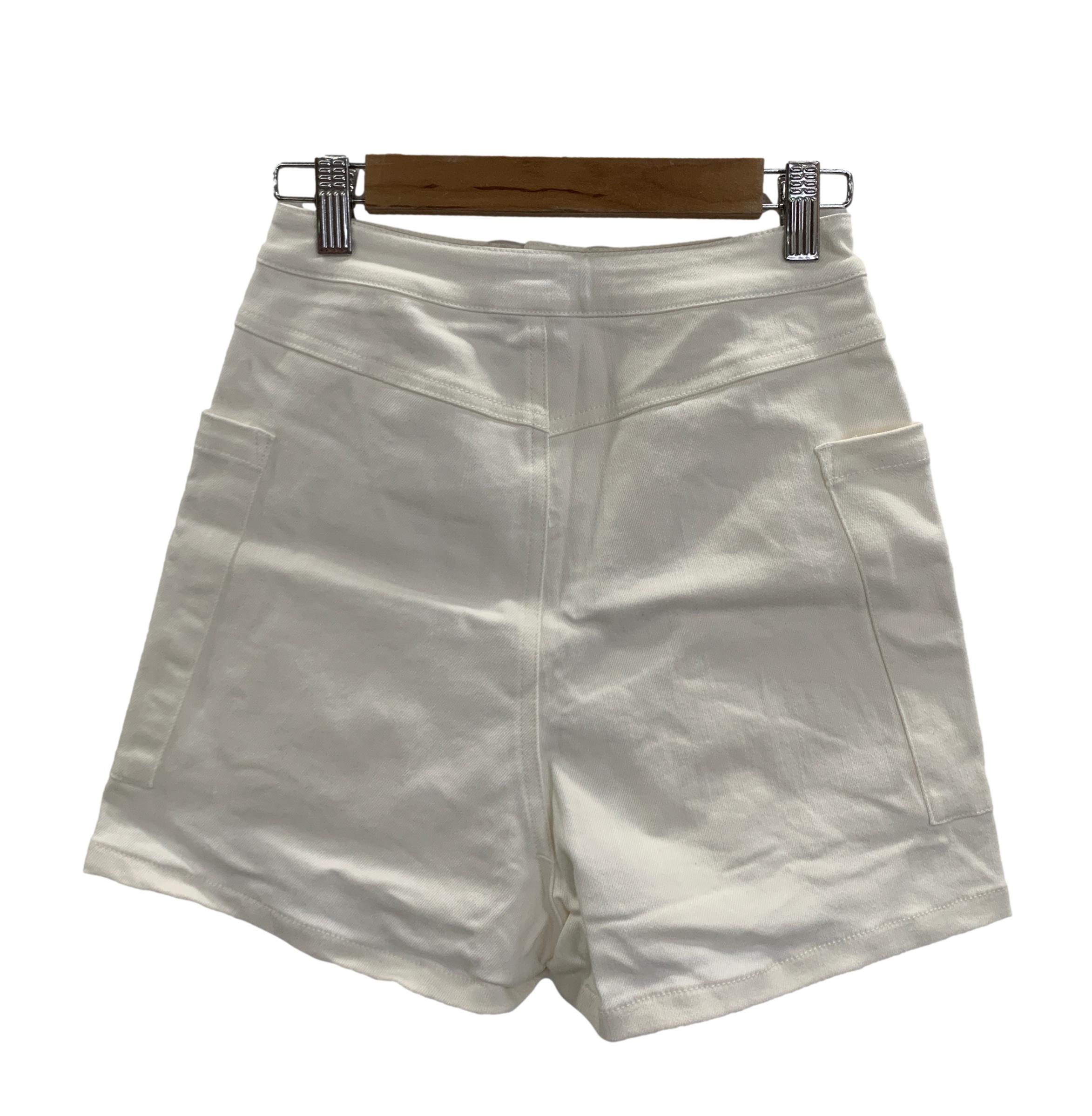 White High Rise Shorts