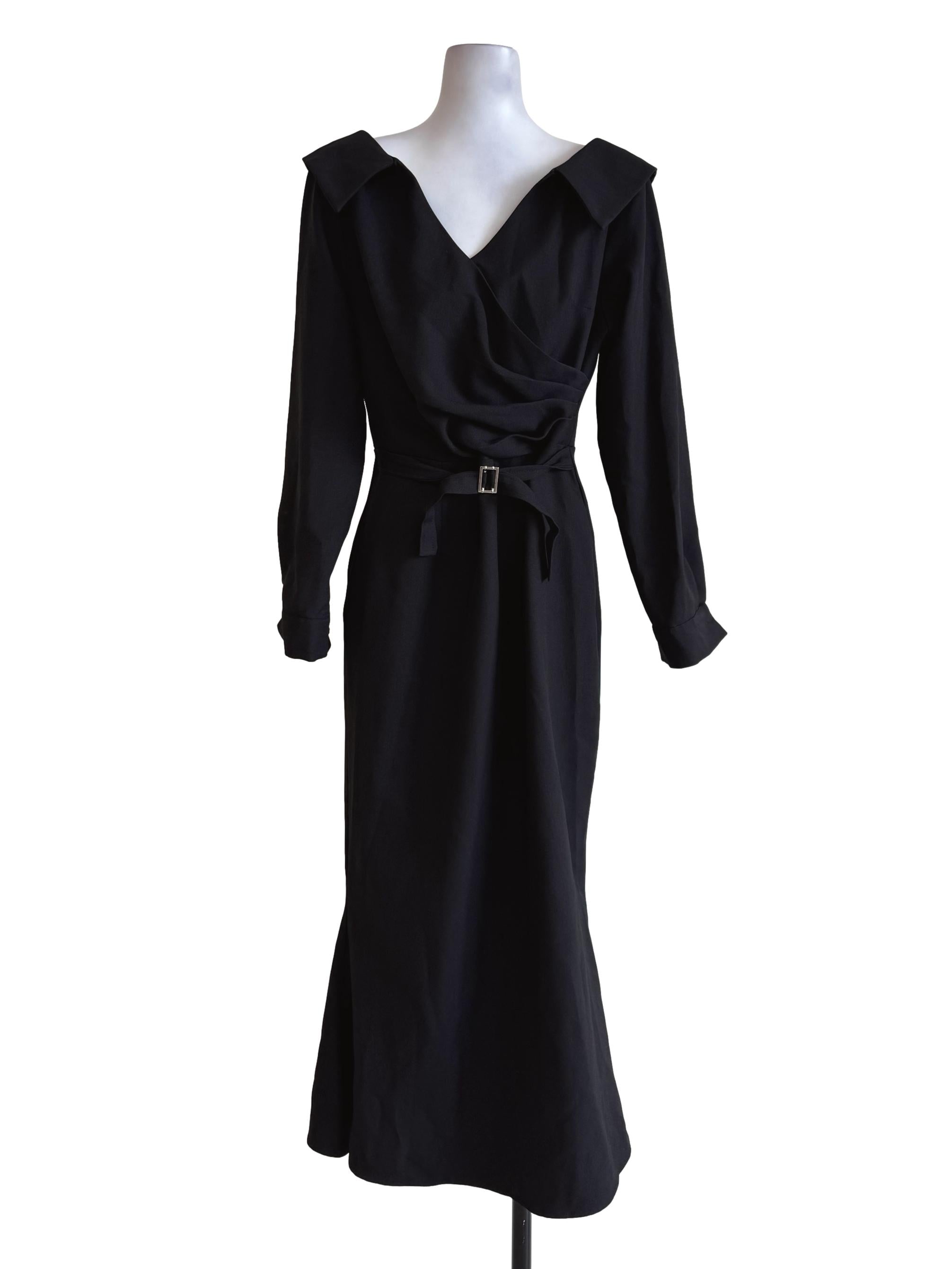 Pewter Black Sailor Neck Long Sleeve Dress