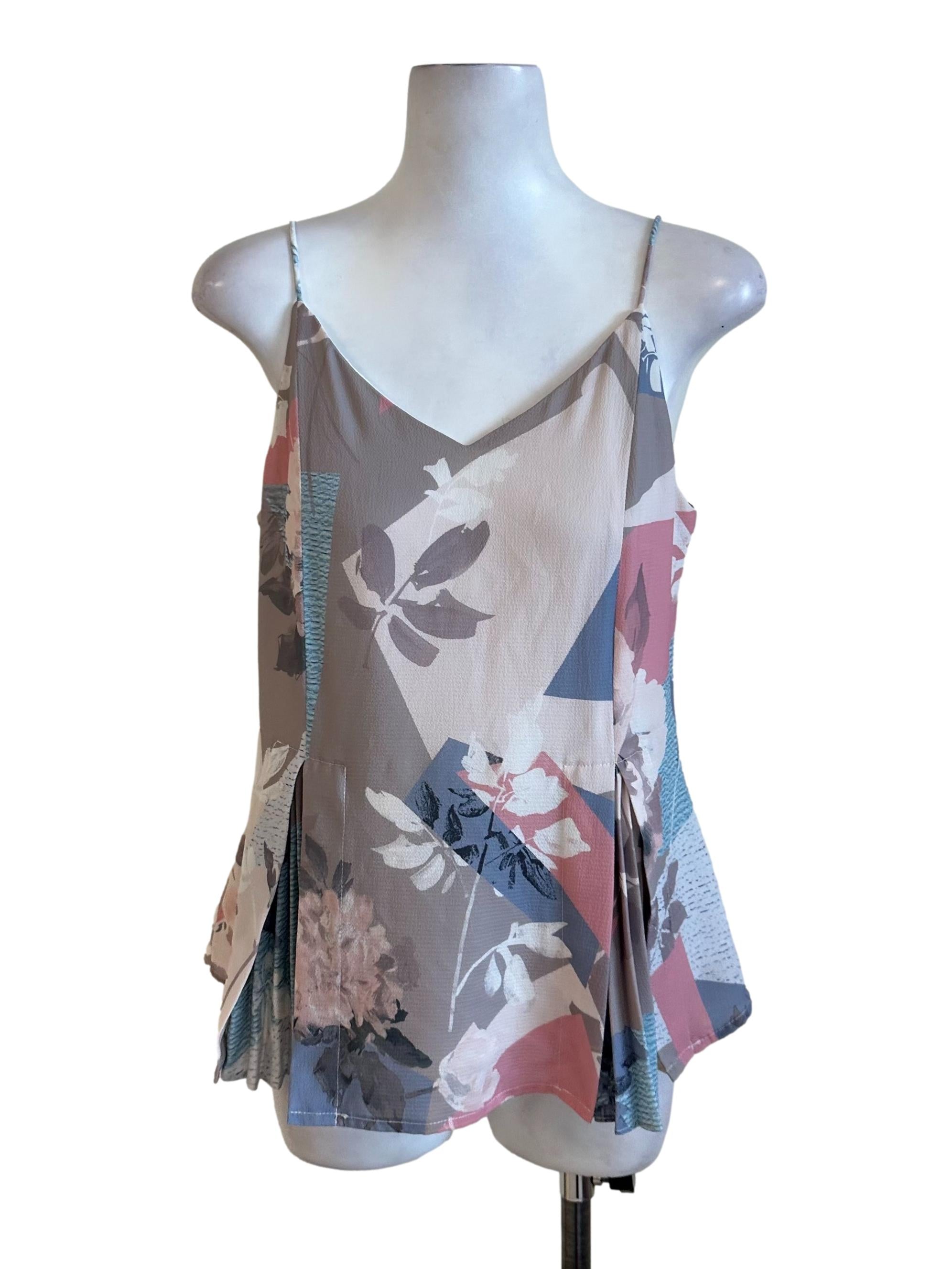 Multicolour Pattern Side Pleated Top