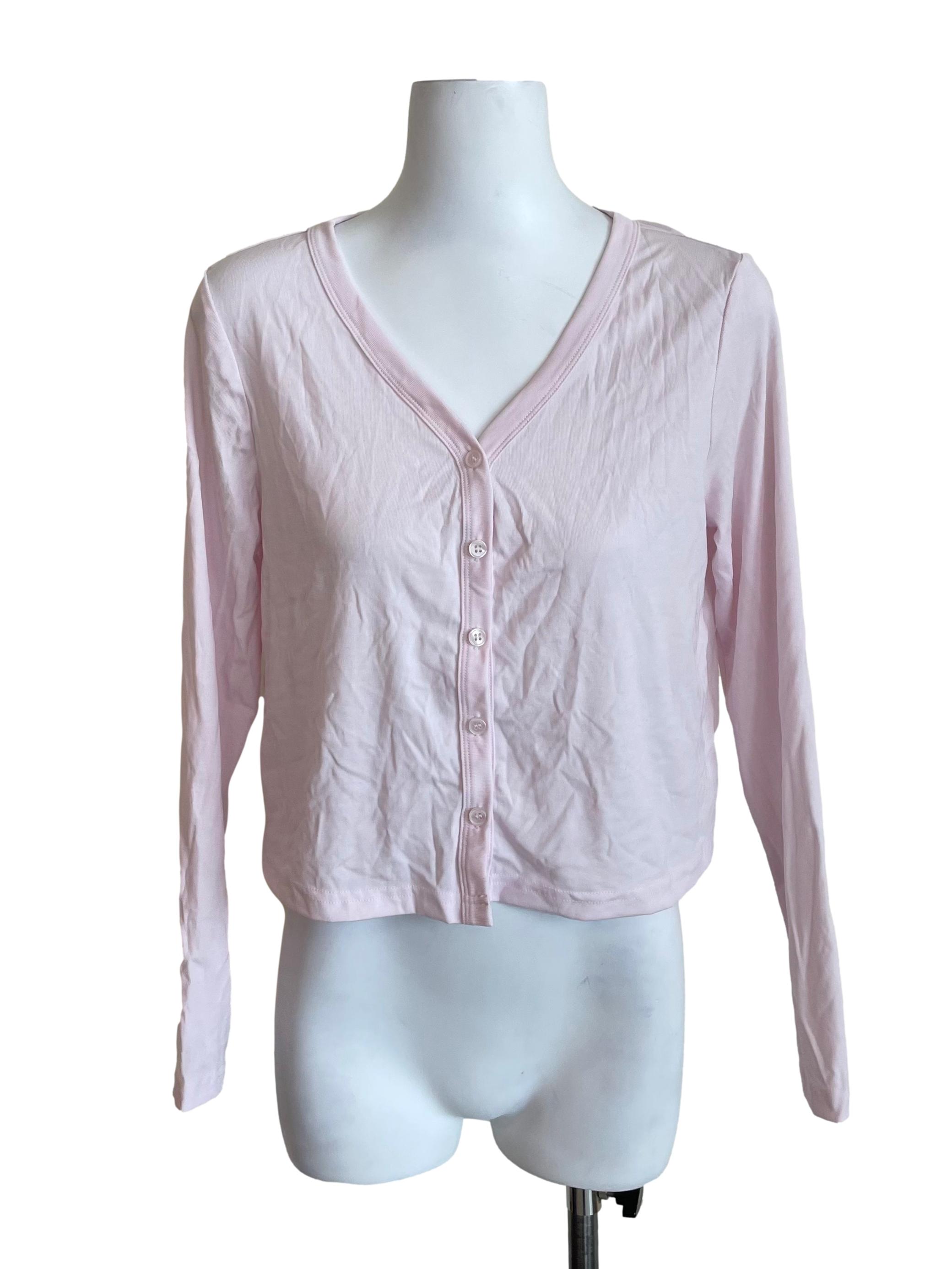 Pale Pink V Neck Thin Cardigan