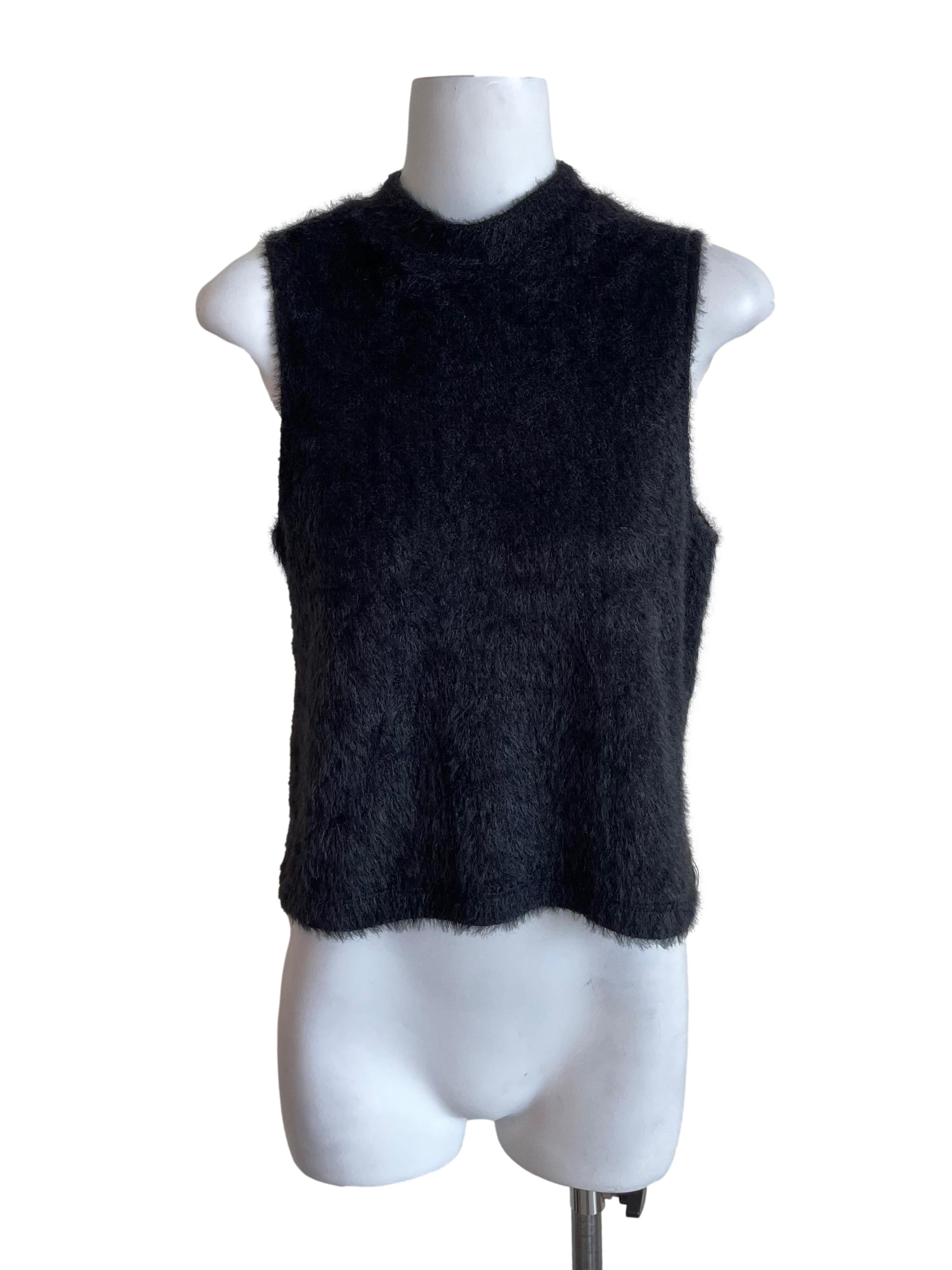 Black Fuzzy Sleeveless Top