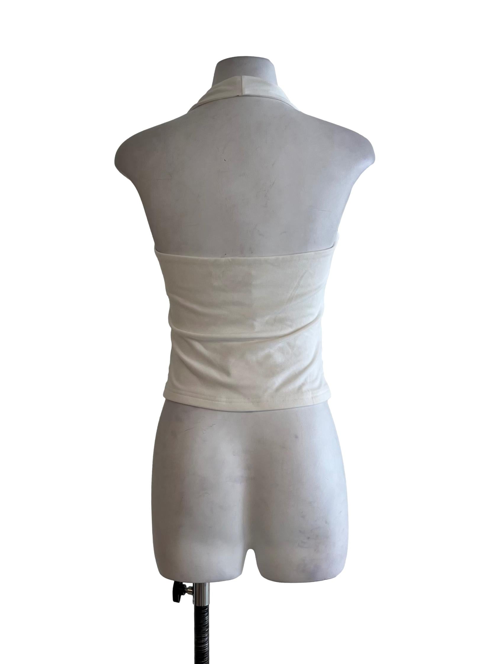 White Halter Neckline Sleeveless Top