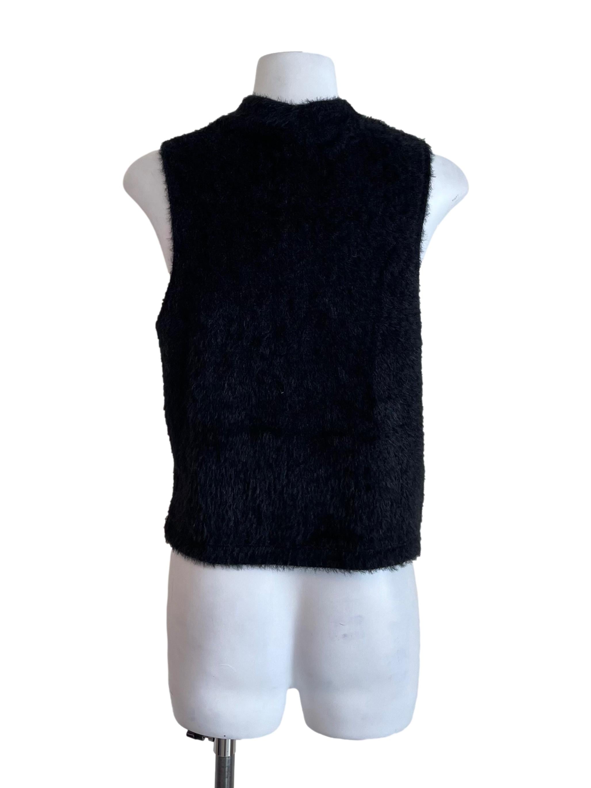 Black Fuzzy Sleeveless Top