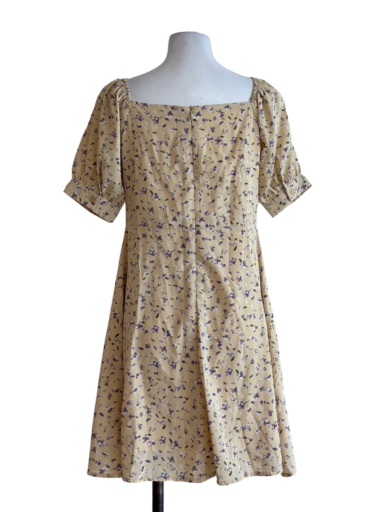 Cornsilk Floral Scrunched Dress