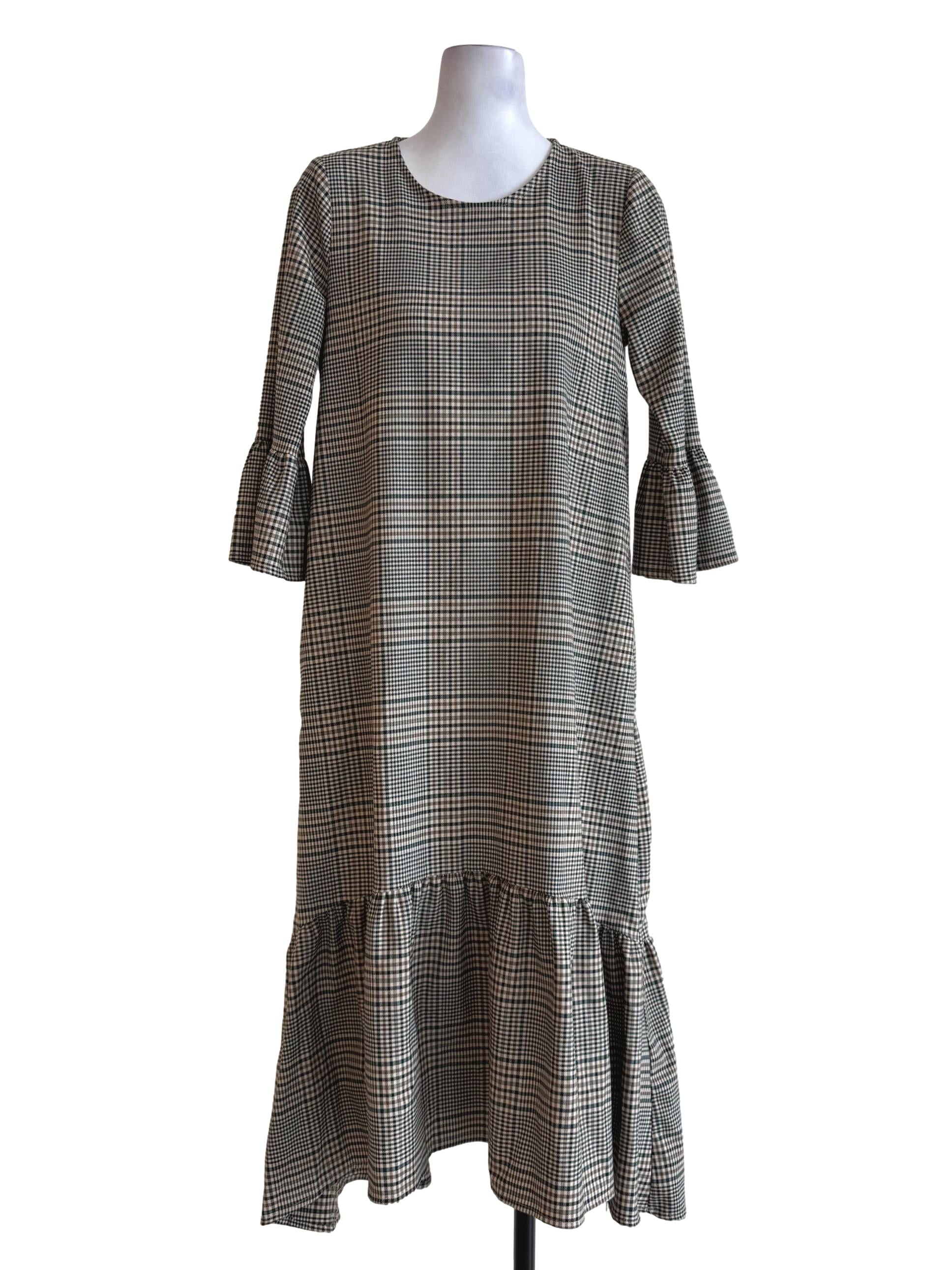 Multicolor Gingham Long Sleeve Dress