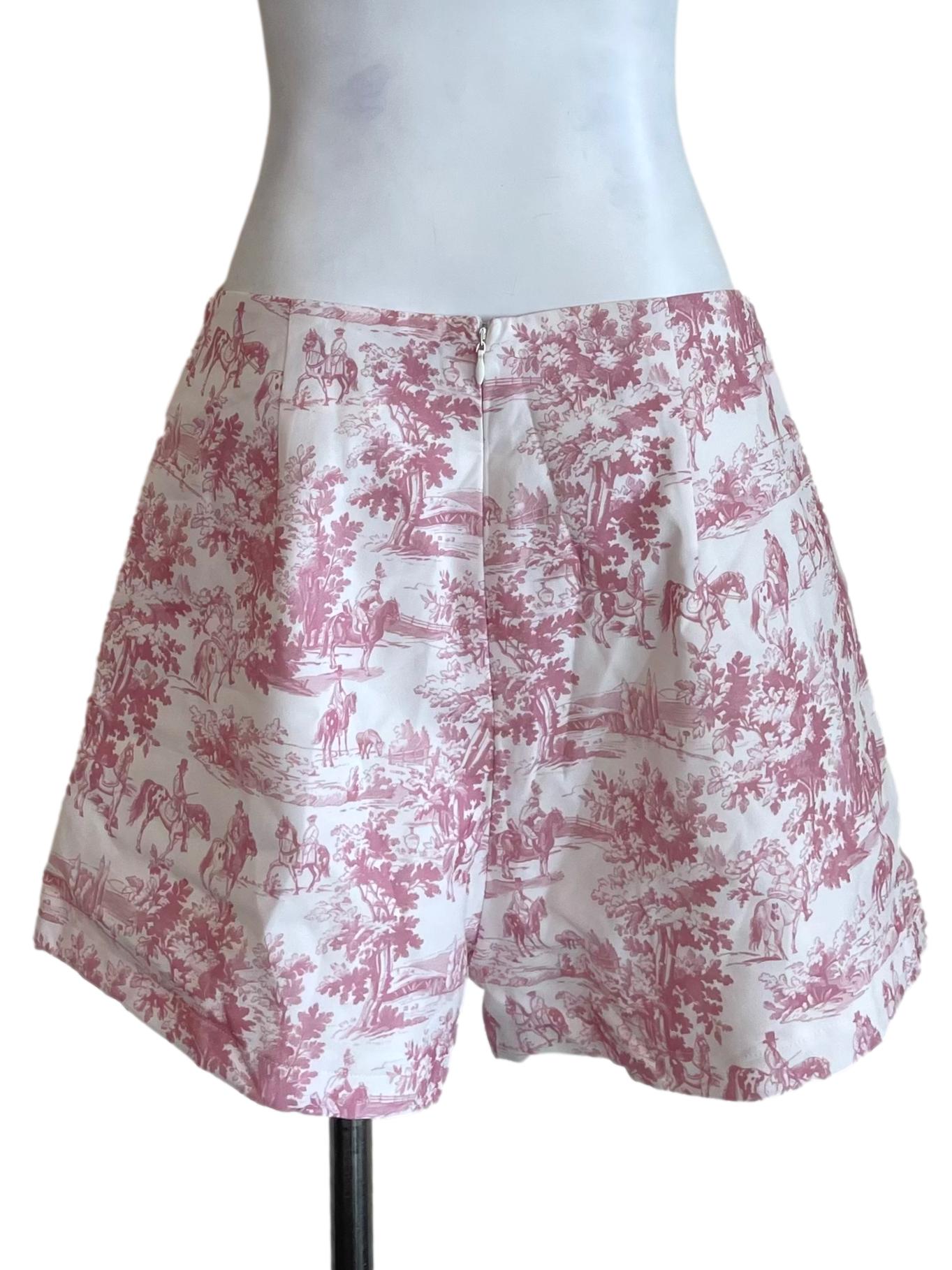 Pink And White Toile De Jouy Shorts