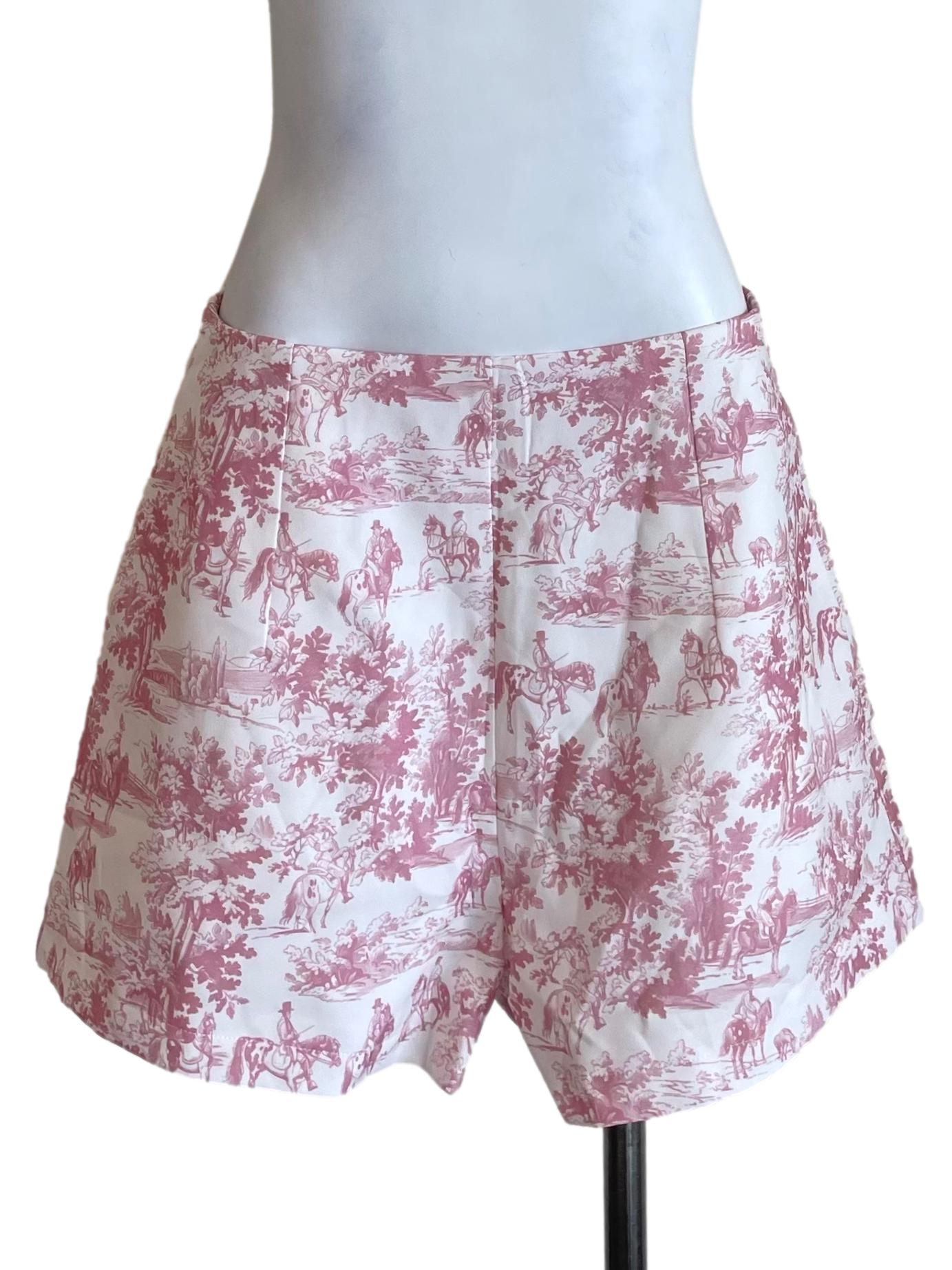 Pink And White Toile De Jouy Shorts
