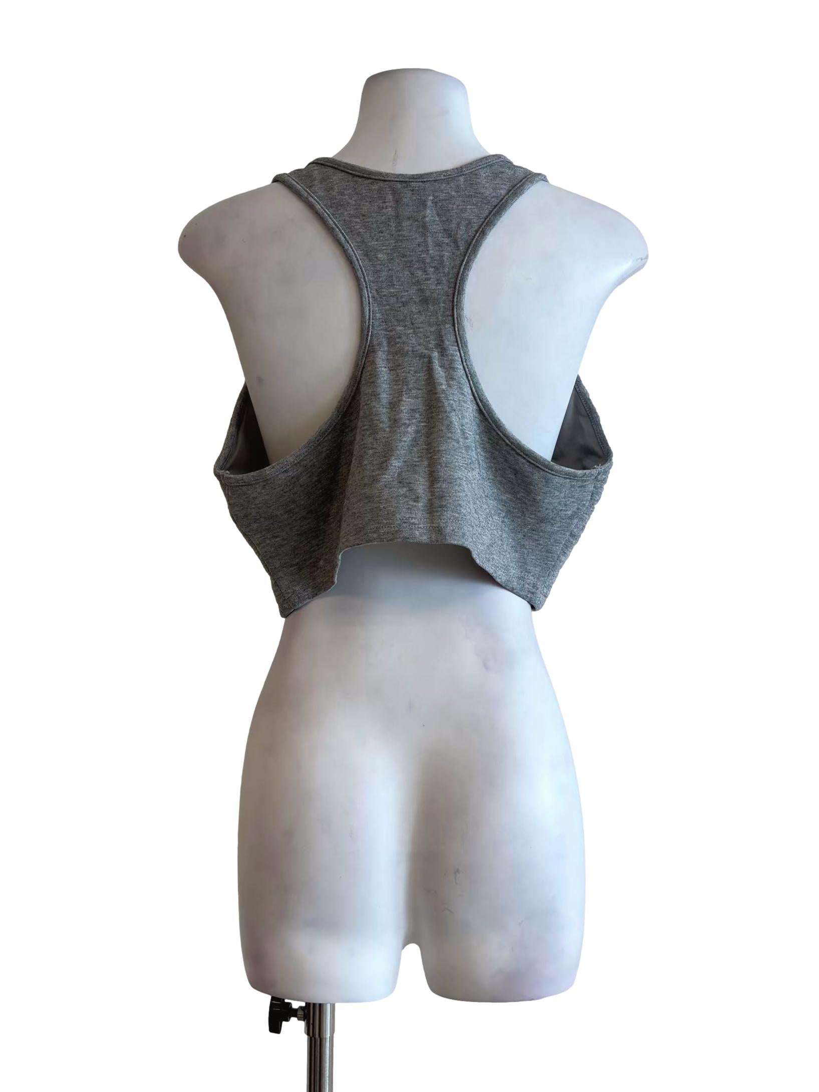 Grey Front Zip Up Tank Top