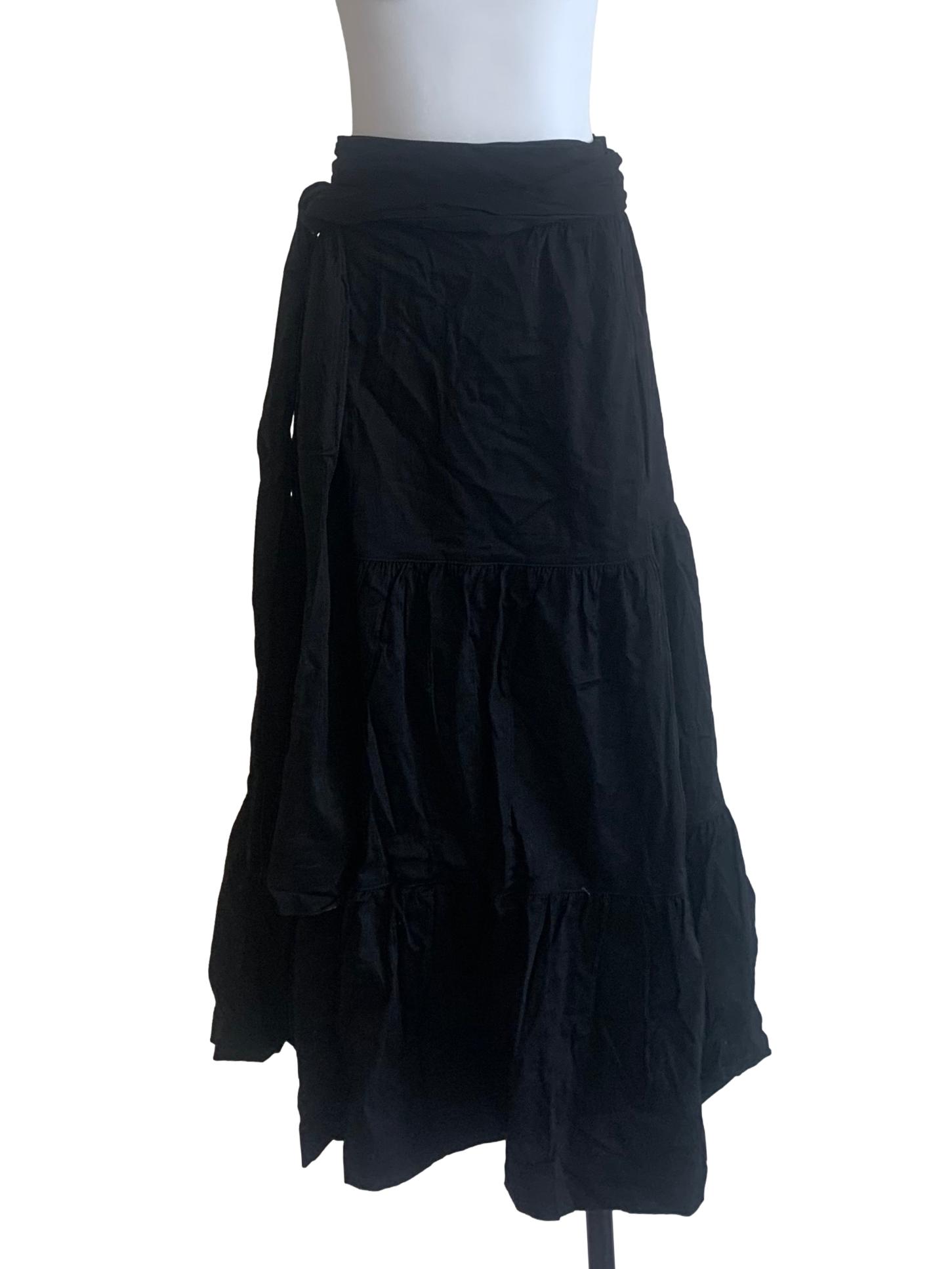 Ink Black Gypsy Wrap Long Skirt