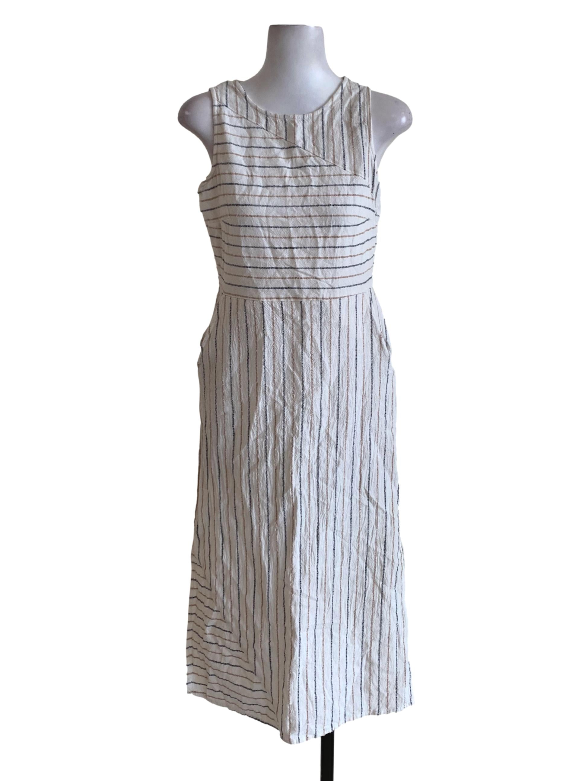 White Awning Stripe A-Line Dress