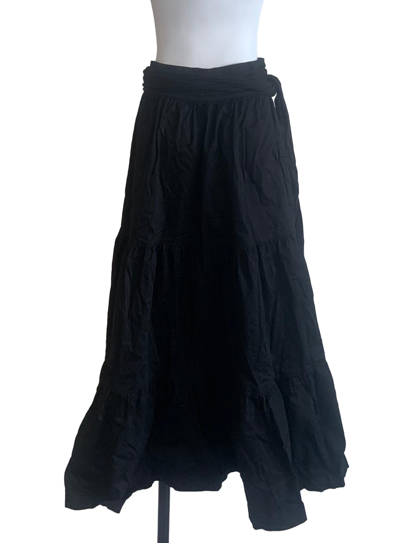 Ink Black Gypsy Wrap Long Skirt
