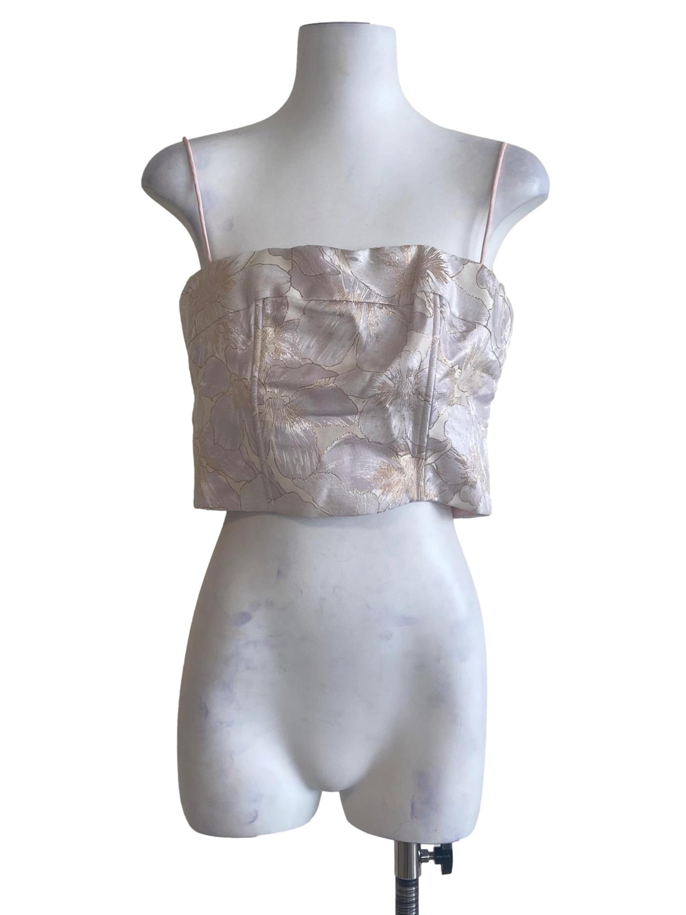 Blush Pink Spaghetti Strap Floral Crop Top