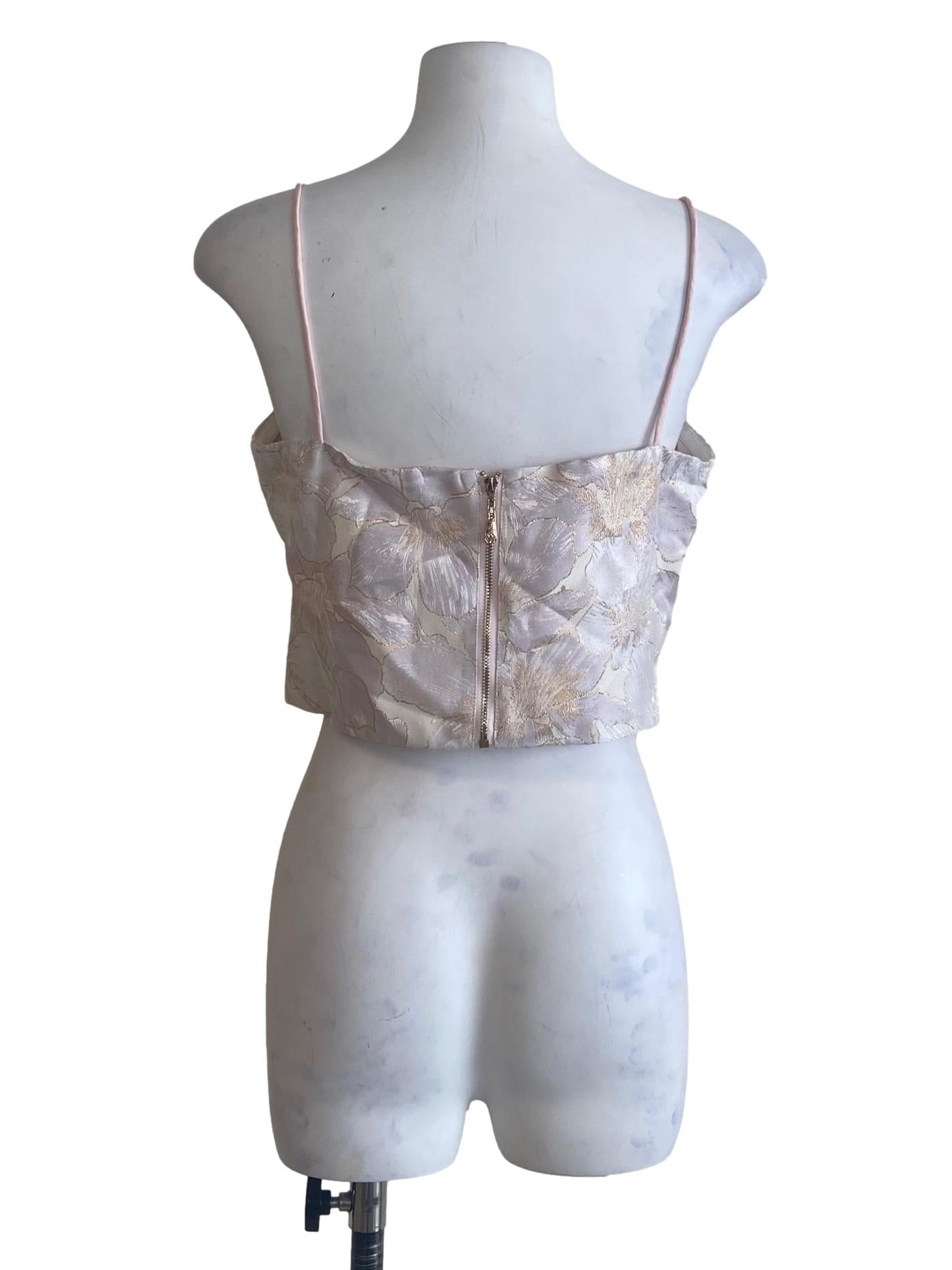 Blush Pink Spaghetti Strap Floral Crop Top