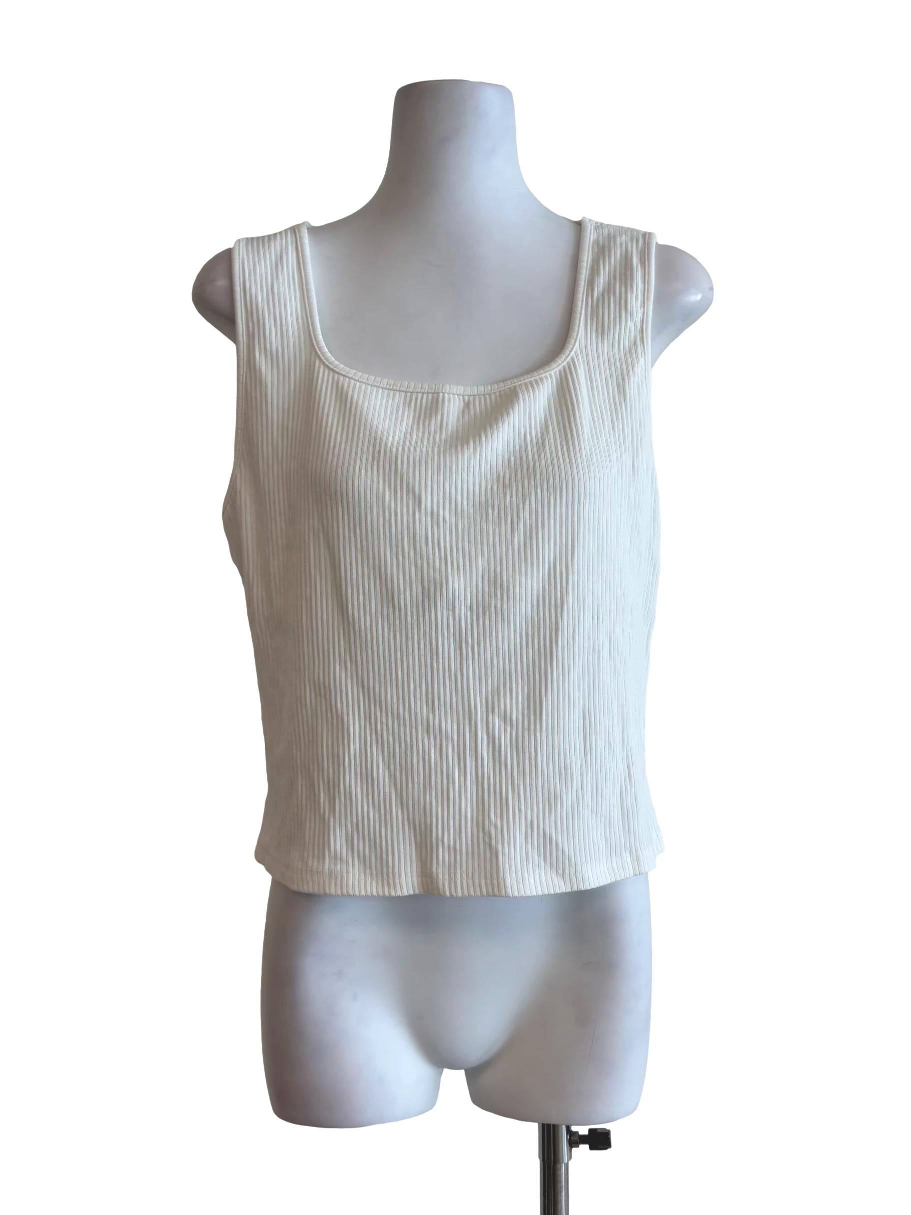 Powder White Ribbed Tank Top