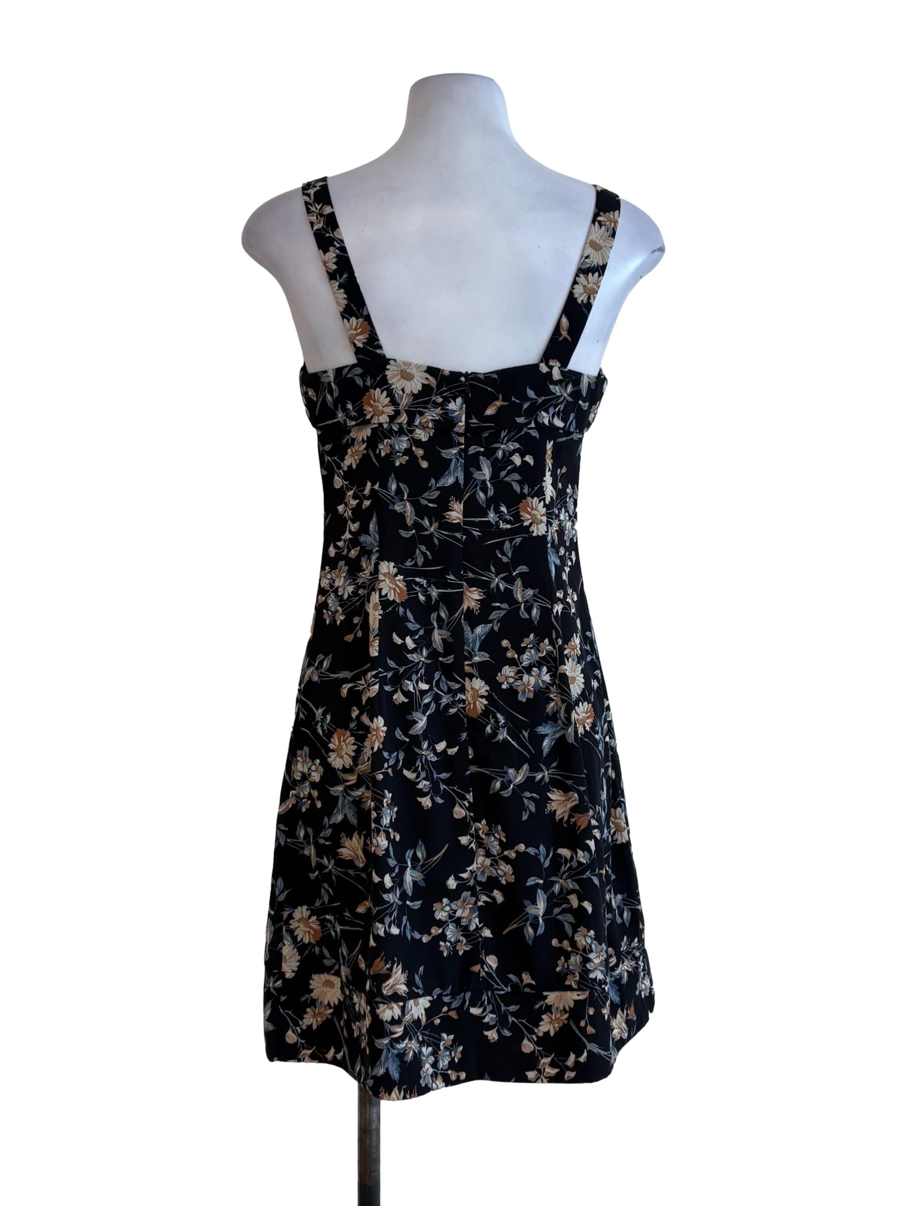 Black Floral A-Line Dress