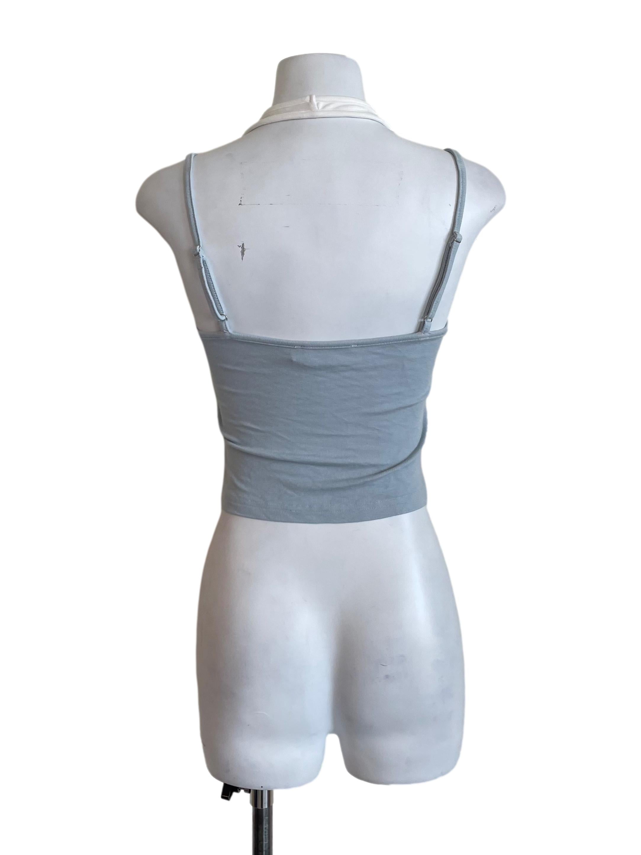 Baby Blue Fake Two-Piece Cropped Top