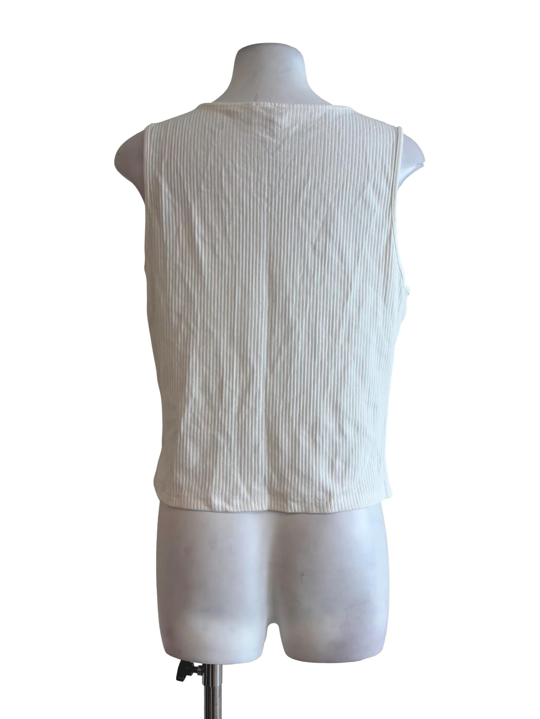 Powder White Ribbed Tank Top