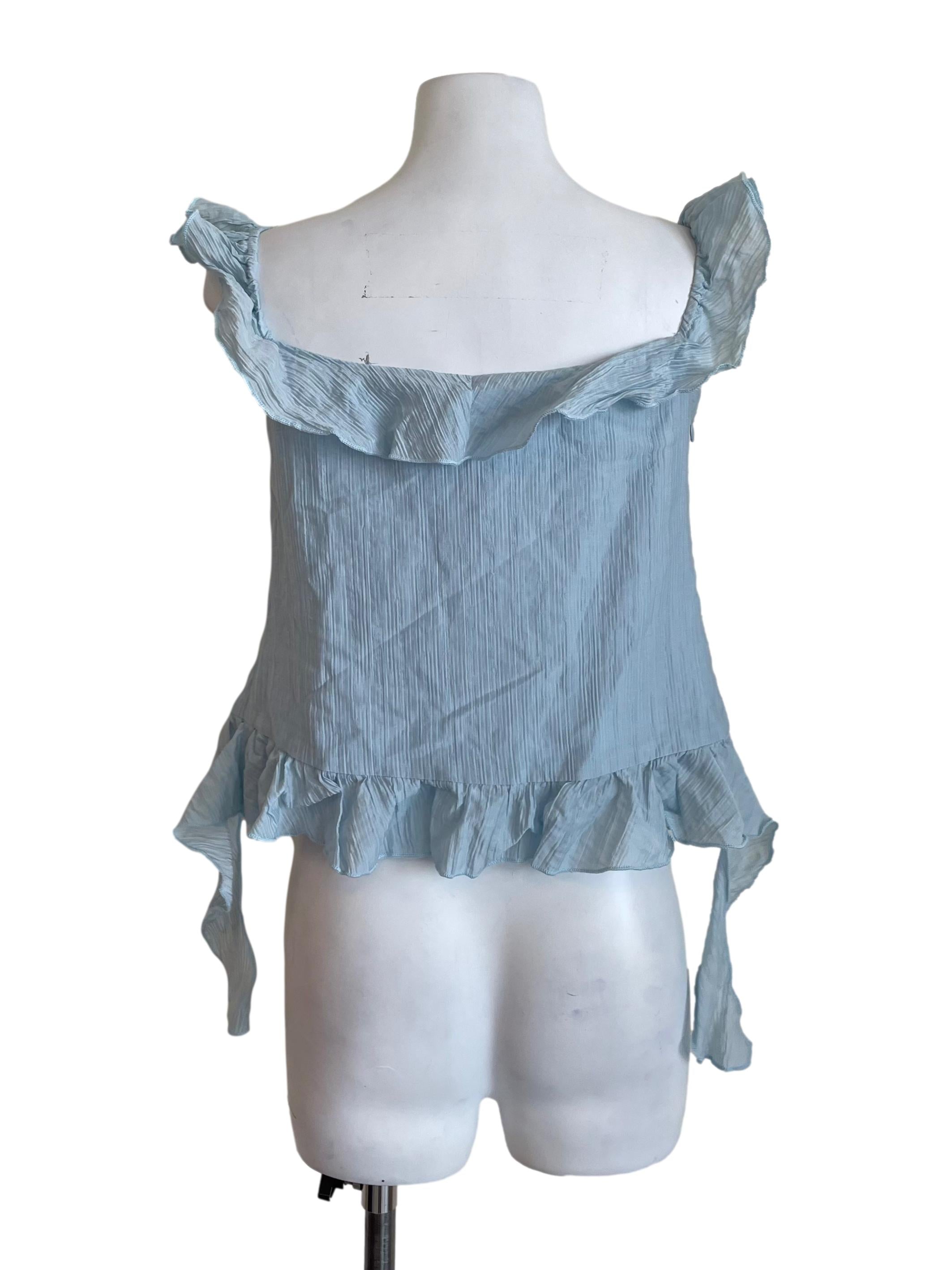 Baby Blue Ruffled Slit Camisole