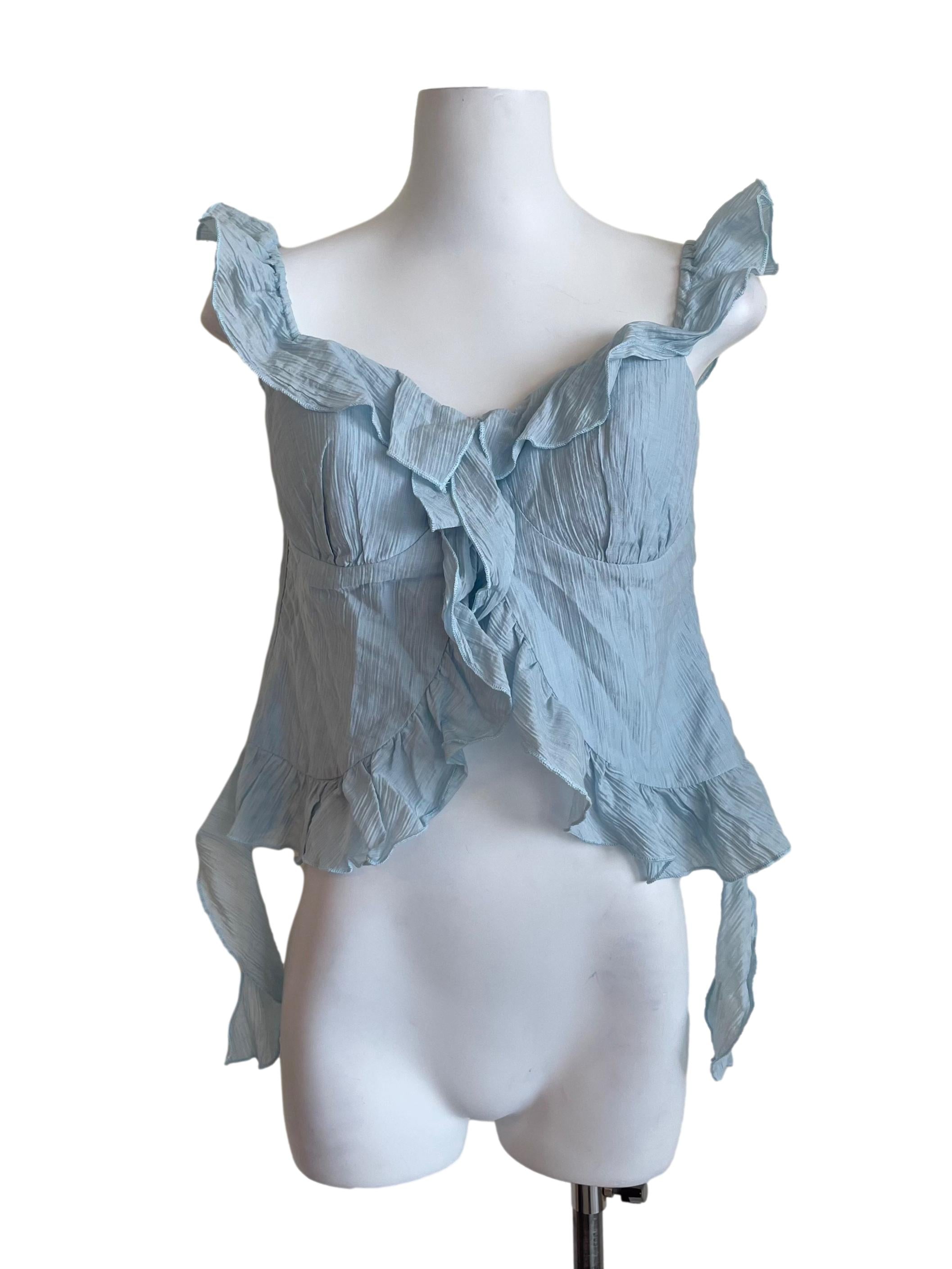 Baby Blue Ruffled Slit Camisole