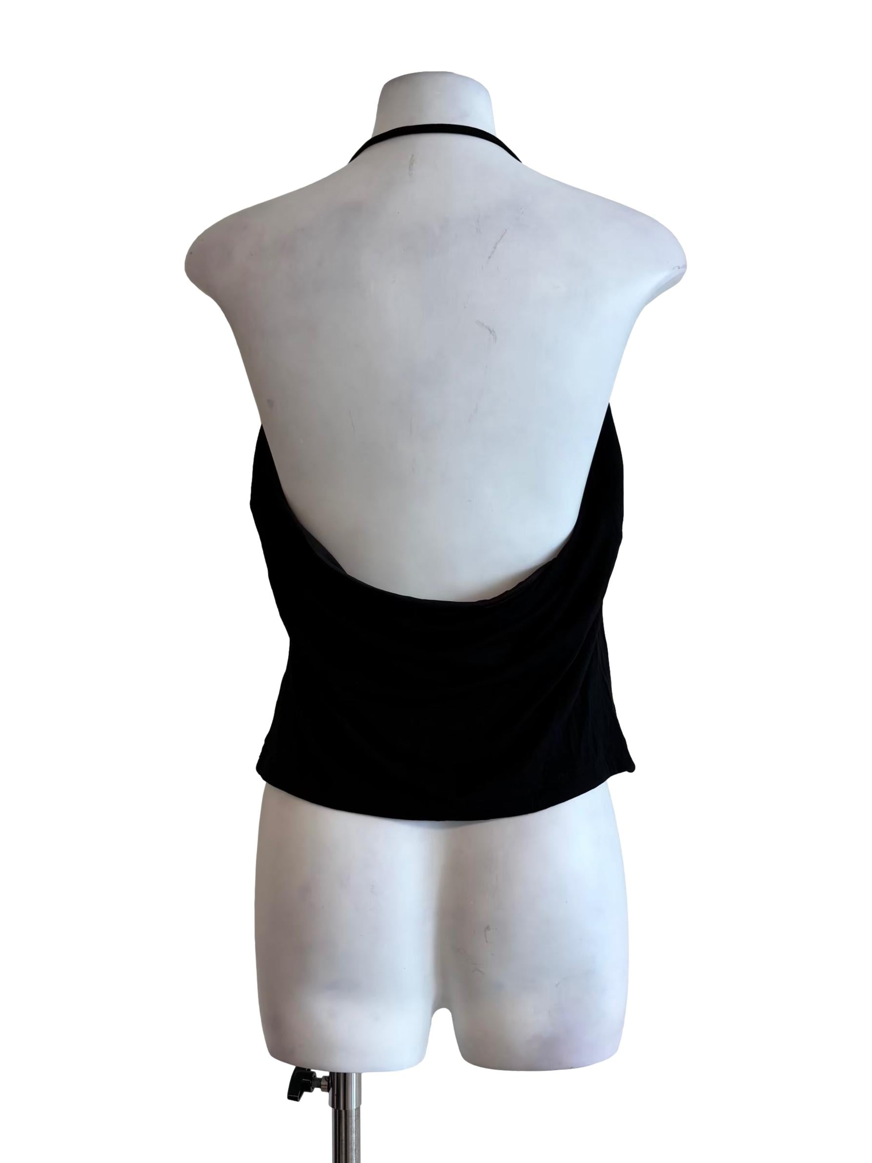 Night Black Backless Halter Top