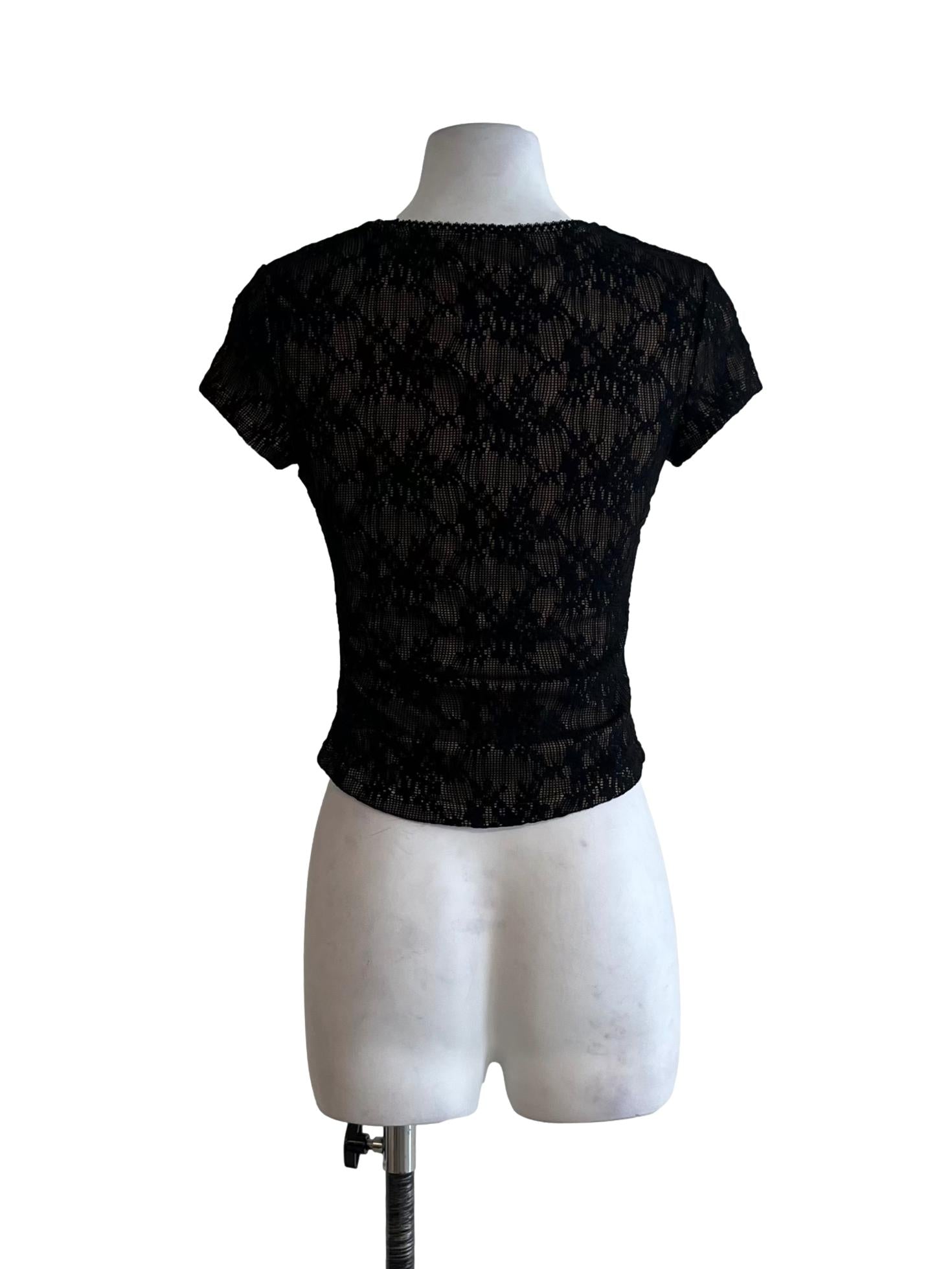 Black Lace Ribbed Top