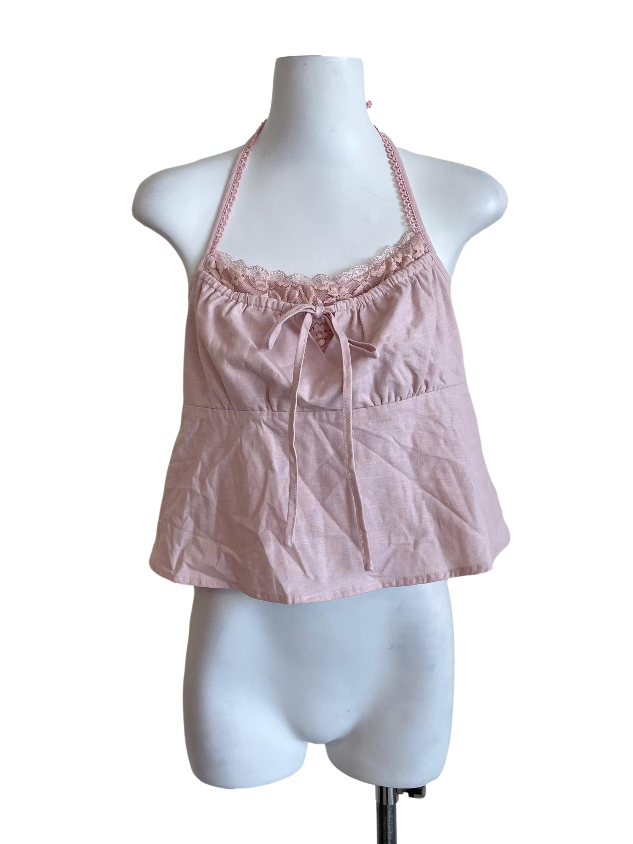 Baby Pink Lace Detail Babydoll Top