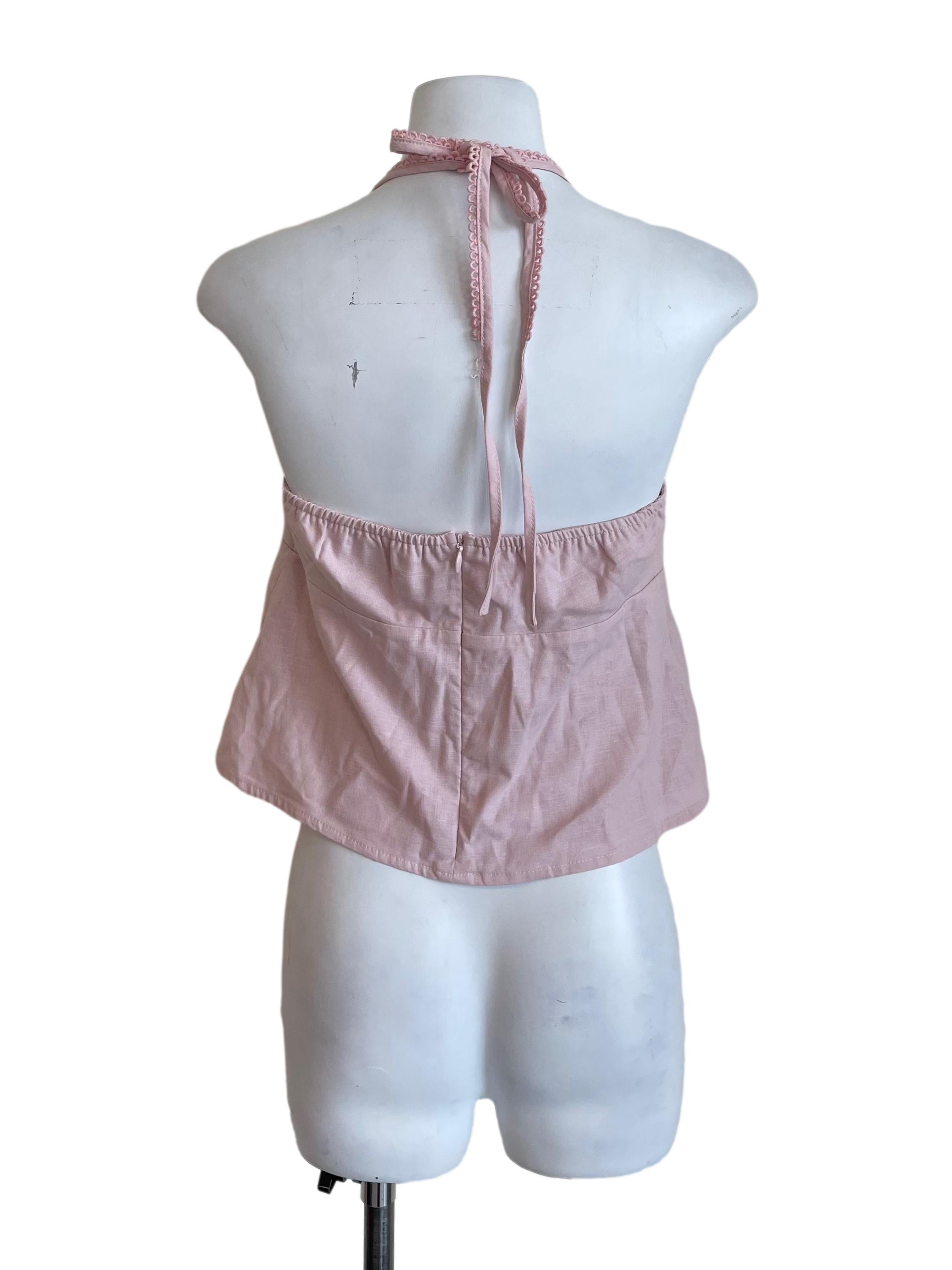 Baby Pink Lace Detail Babydoll Top