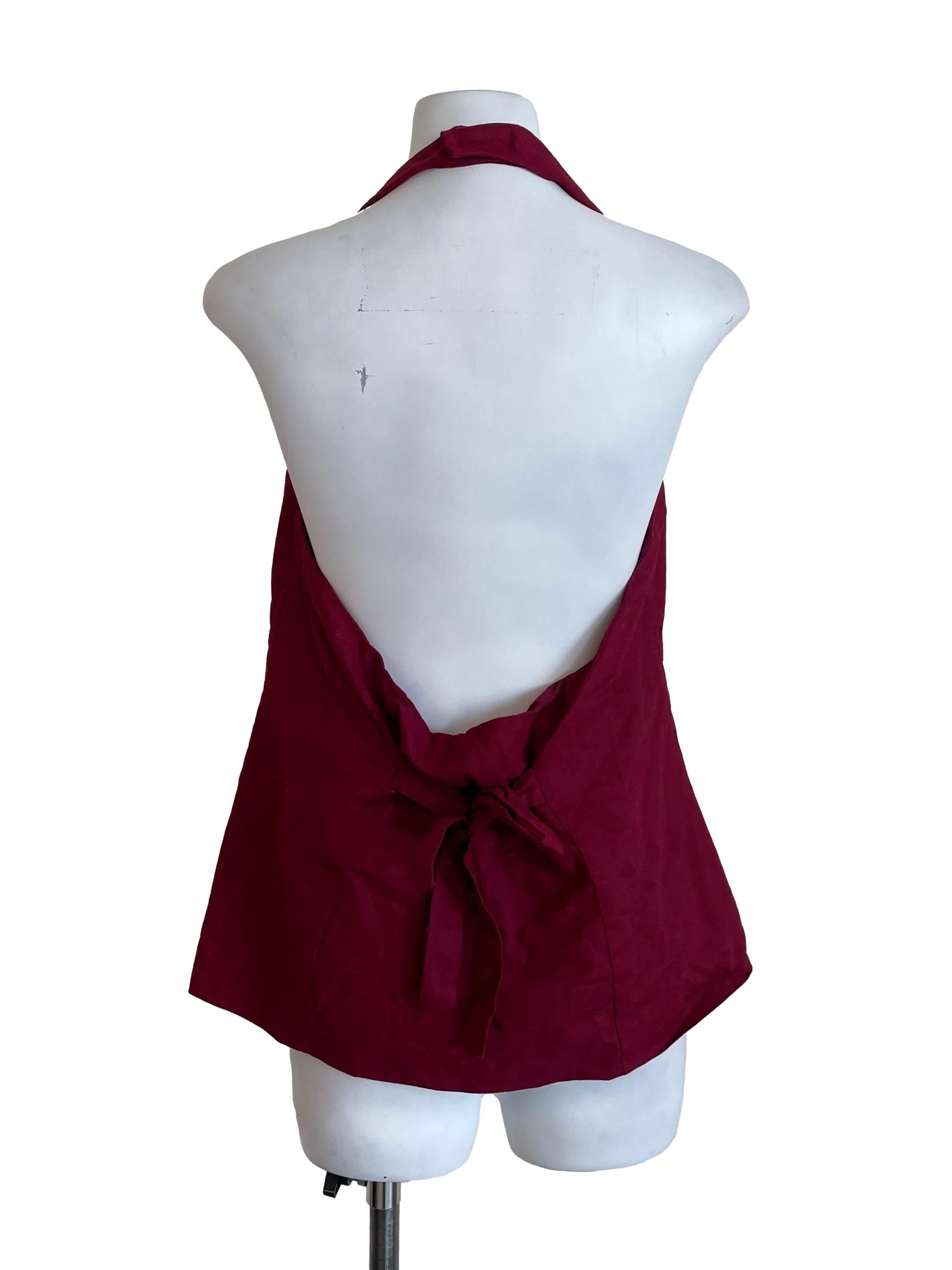 Cool Berry Halter Neck Button Top