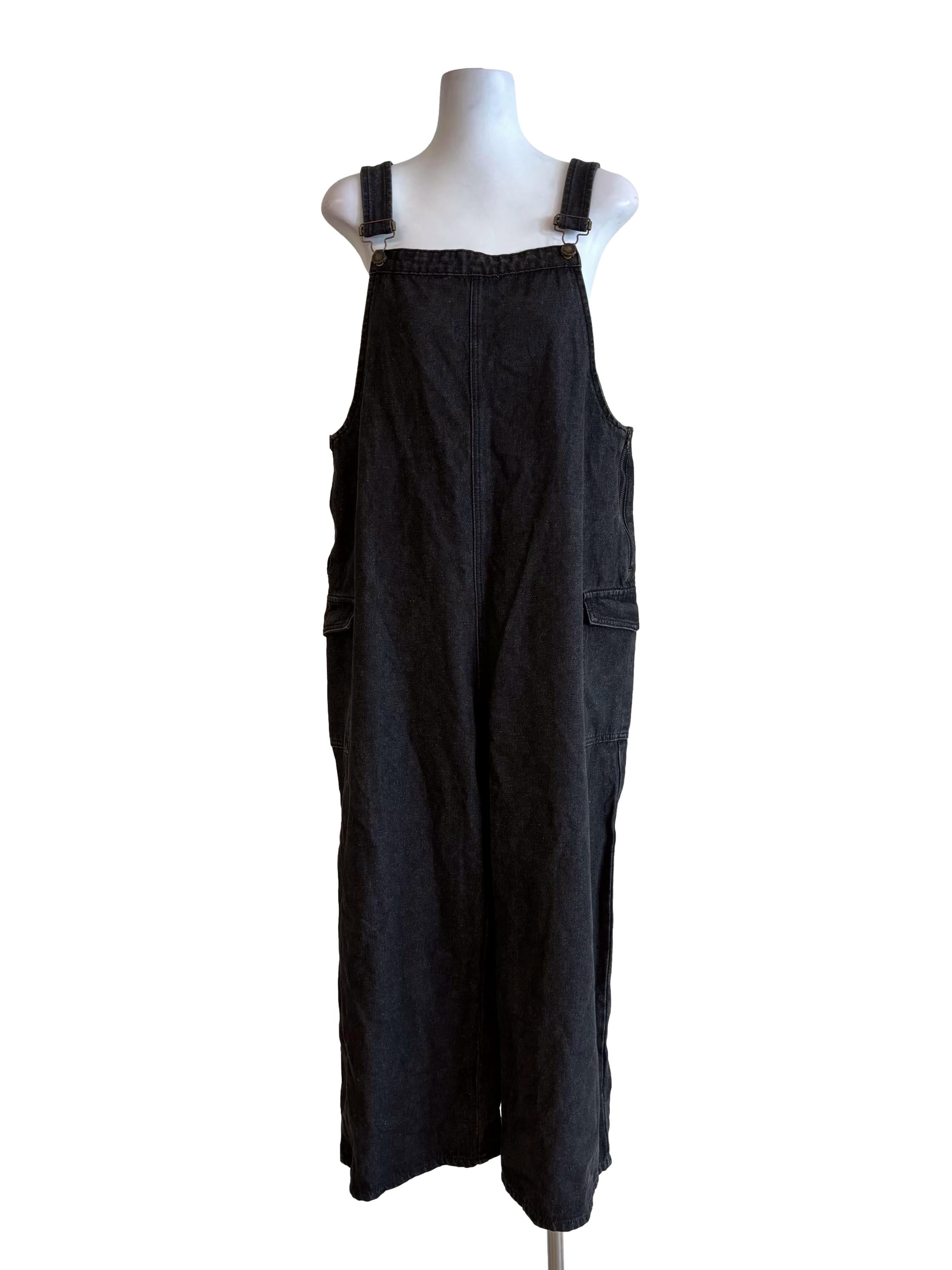Washed Black Denim Overall
