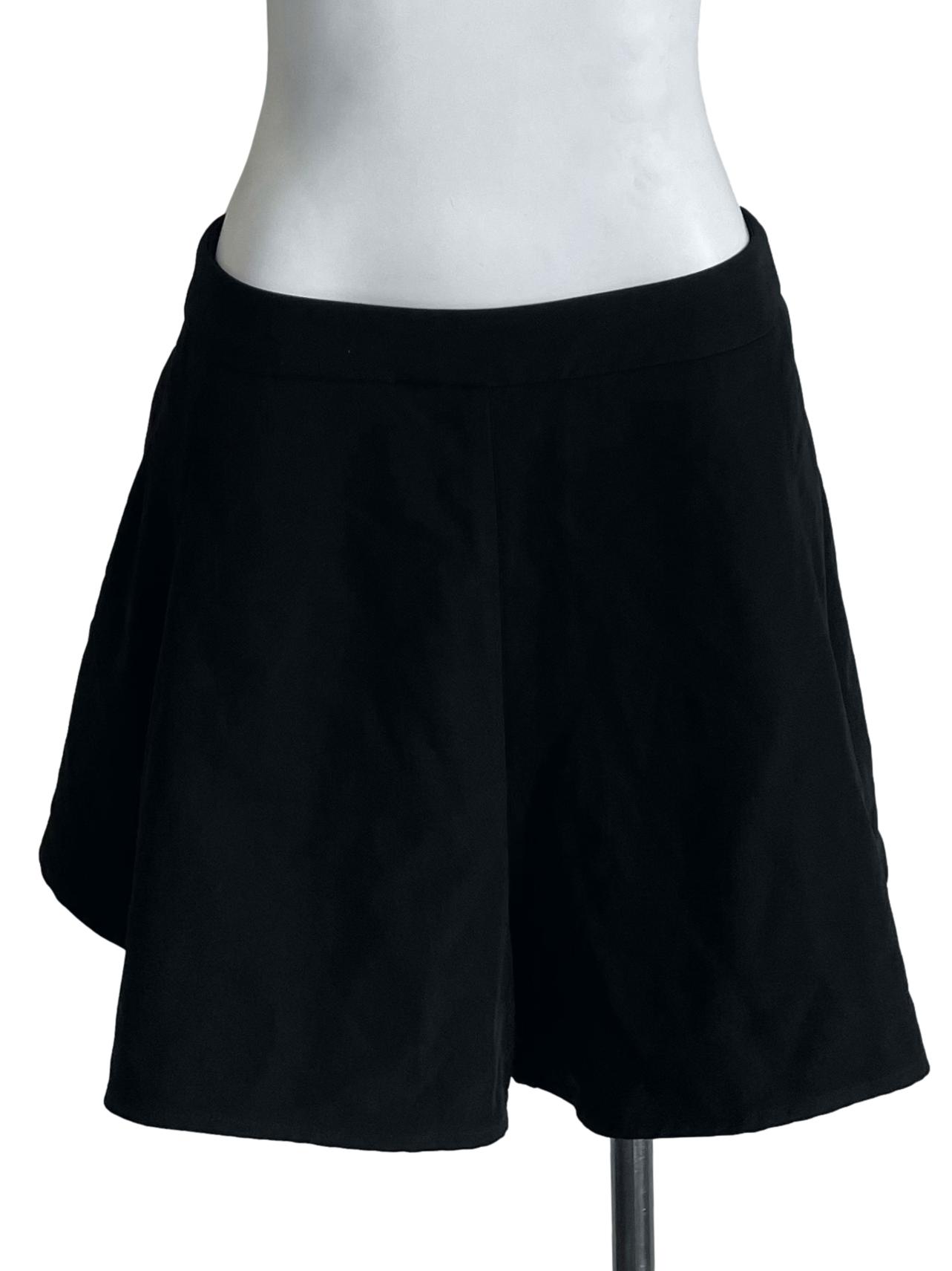 Black Pleated Flip Shorts