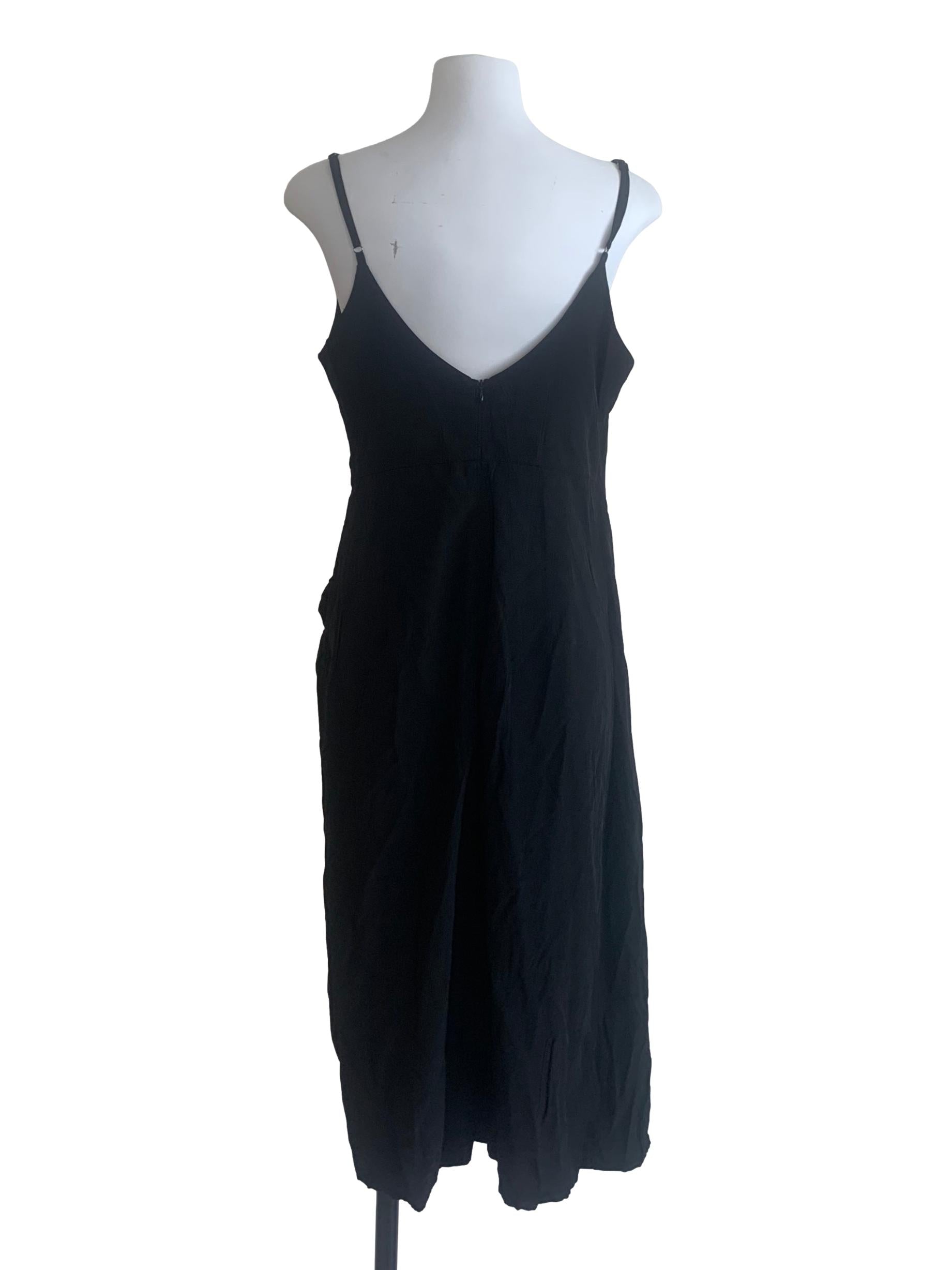 Midnight Black V Neck Slip Dress