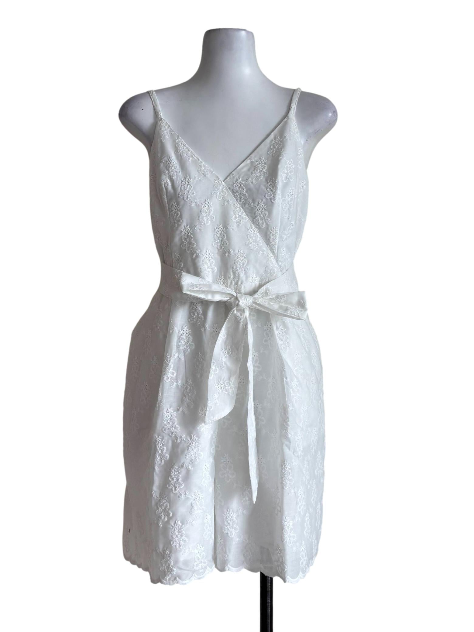 Powder White Surplice Embroidered Rompers