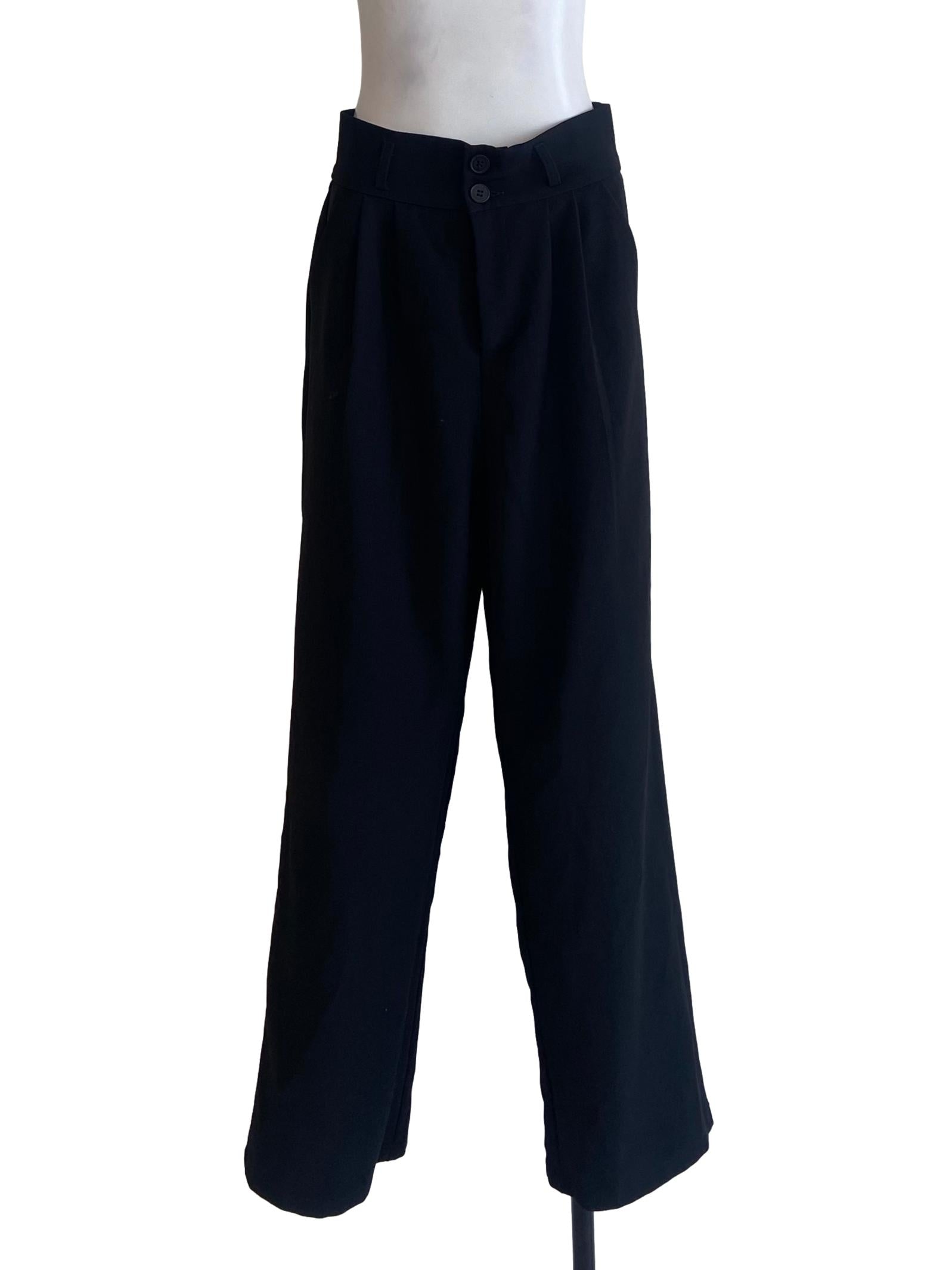 Black Twill Formal Straight Pants