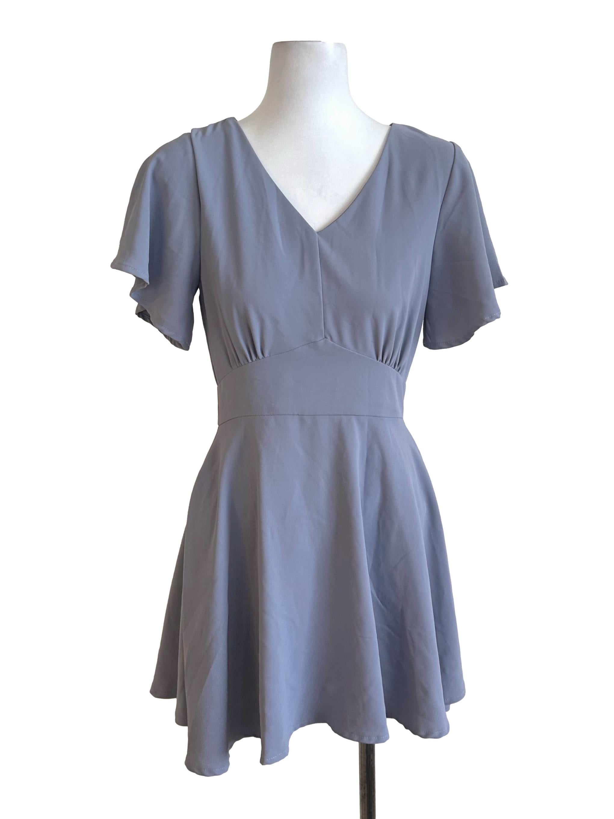 Dusty Blue Plain Dress