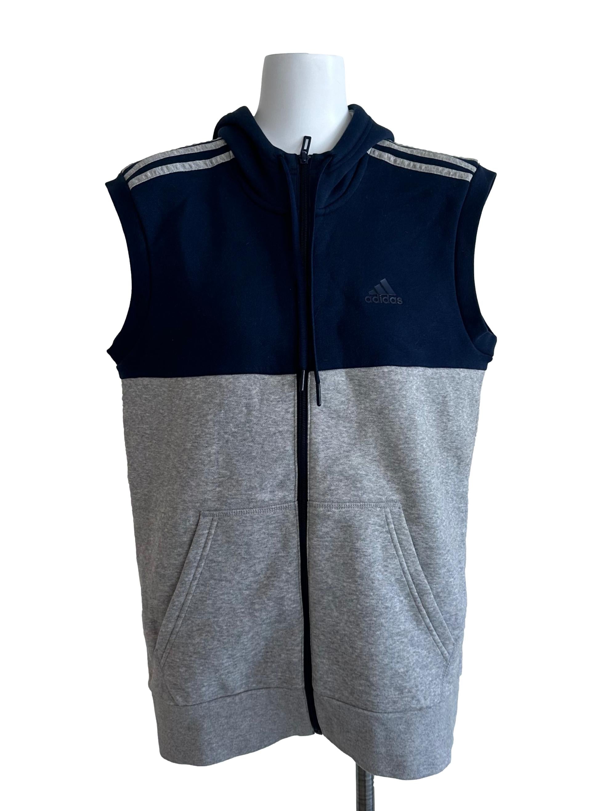 Blue Grey Logo Sleeveless Hoodie