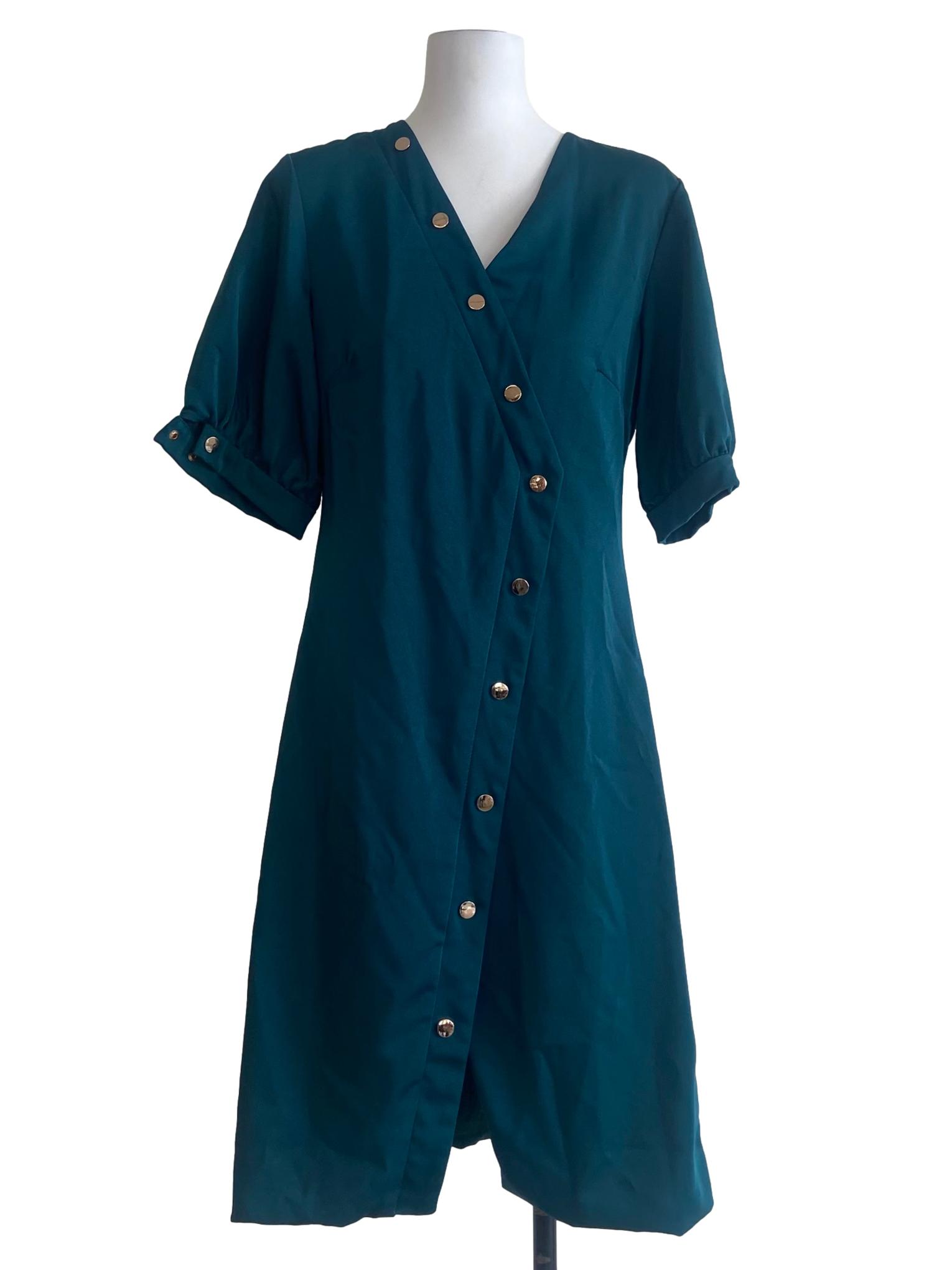 Ocean Blue Asymmetric V-Neck Dress