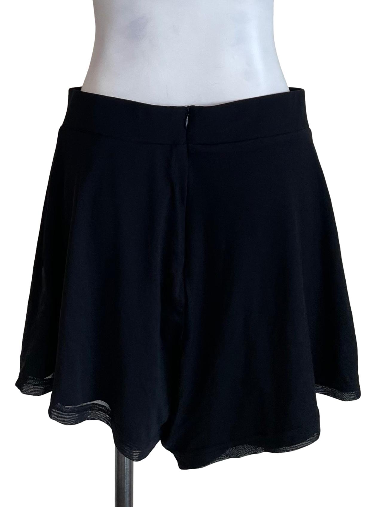 Black Mesh A-Line Shorts