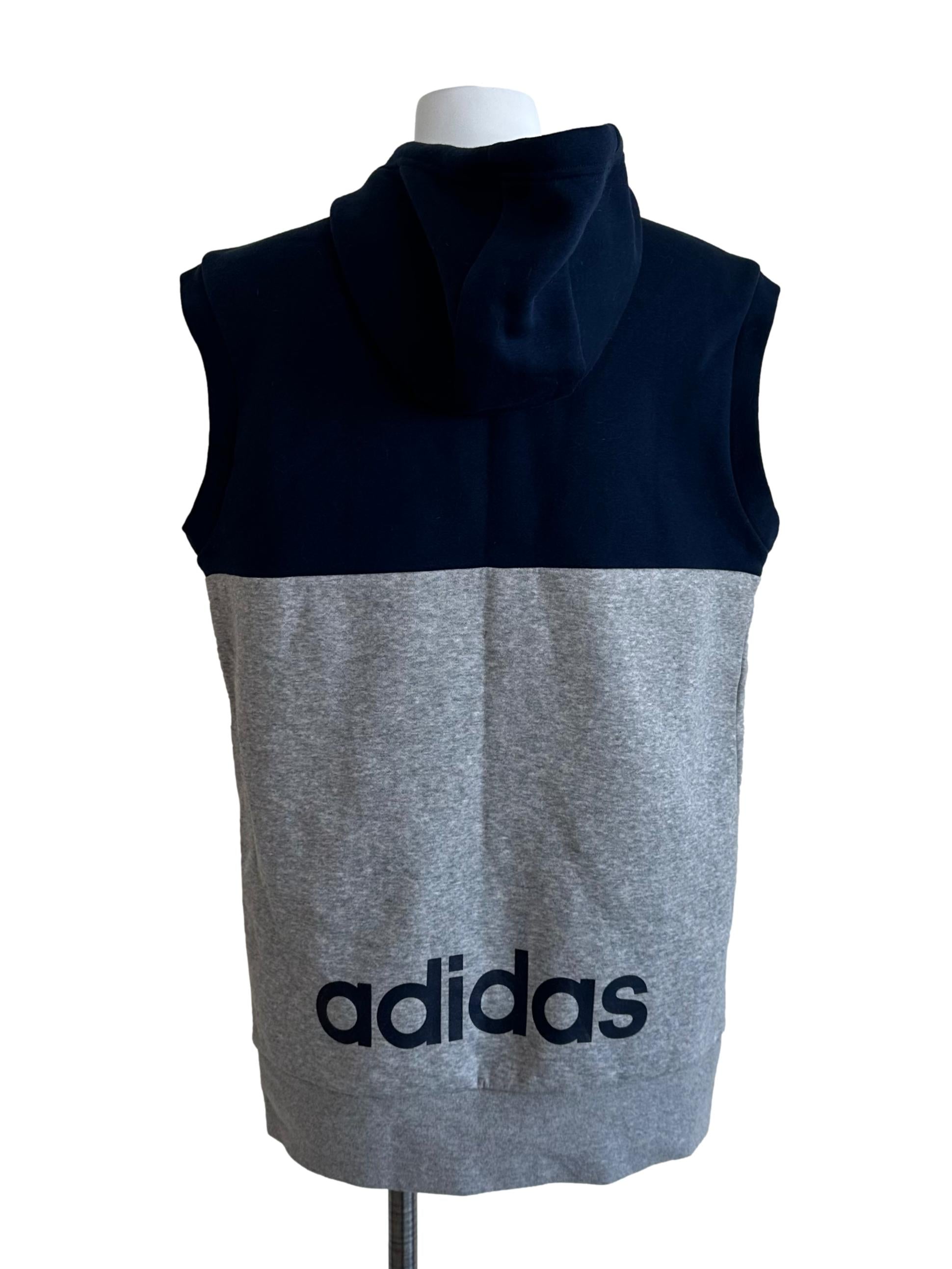 Blue Grey Logo Sleeveless Hoodie