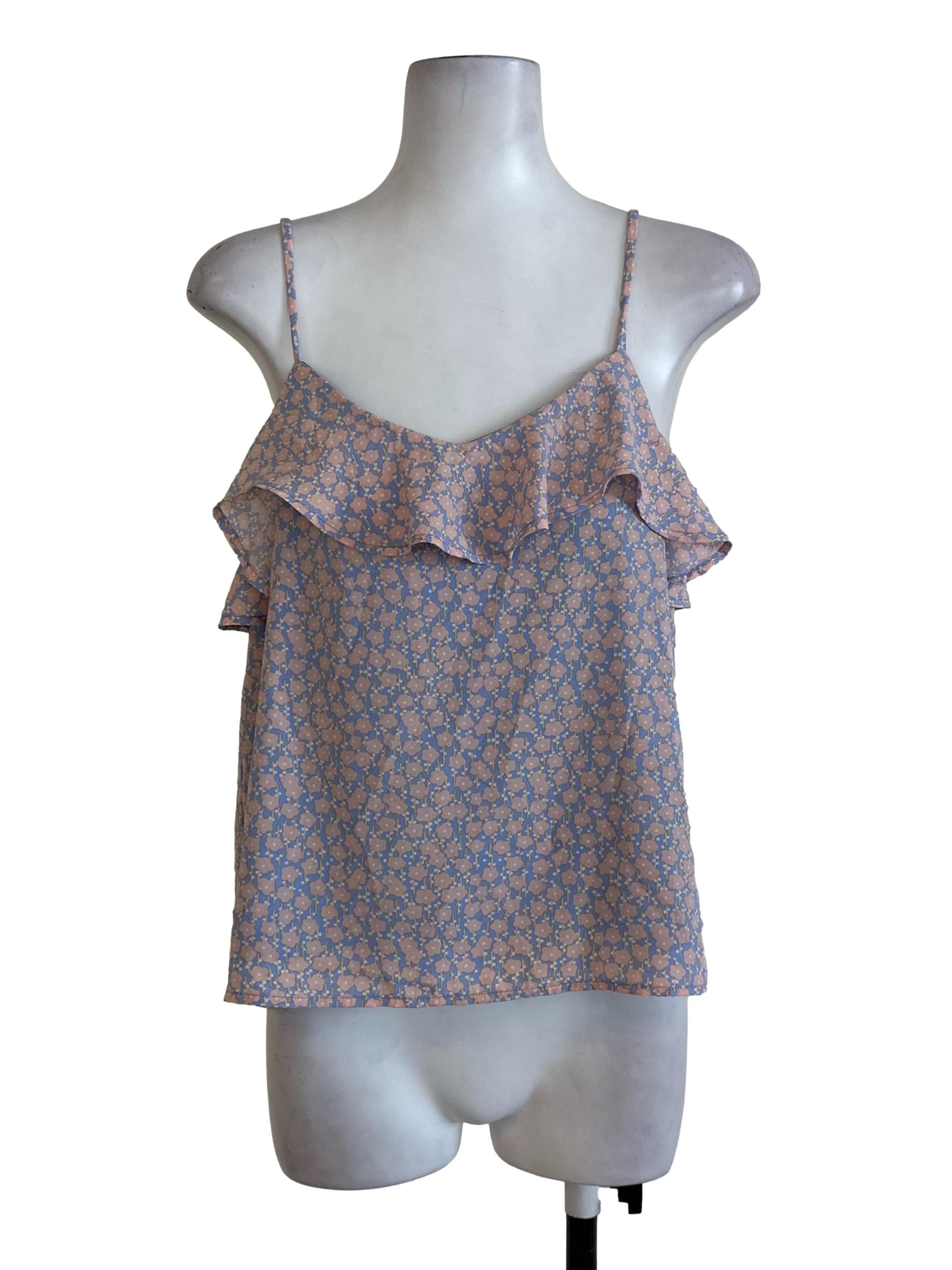 Sky Blue Pink Floral Top