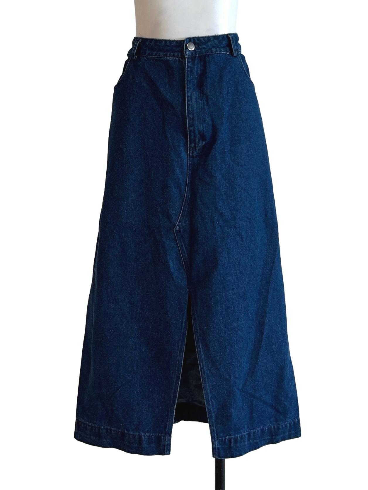 Dark Blue Denim Slits Skirts