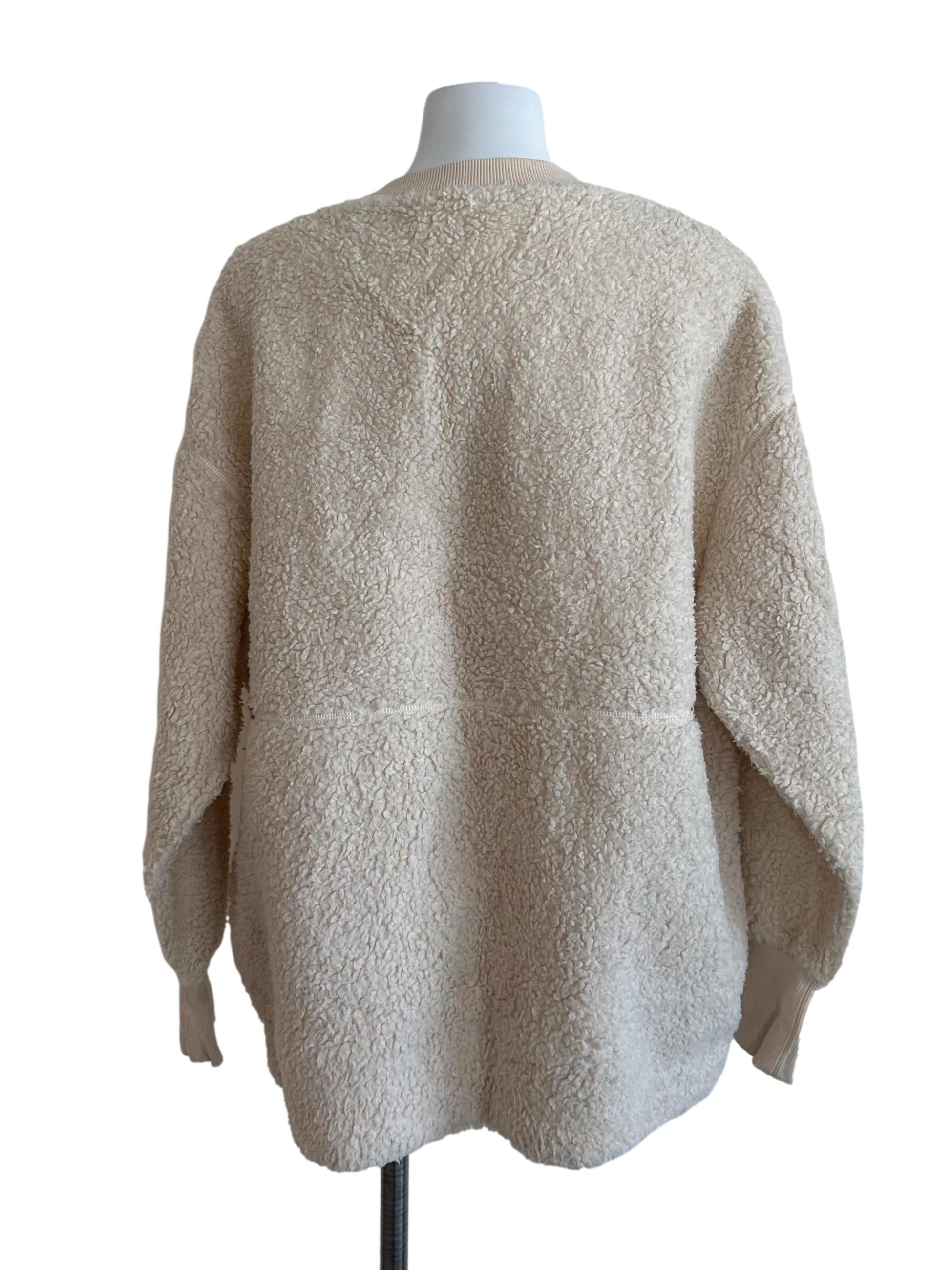 Cream Beige Round Neck Wool Top