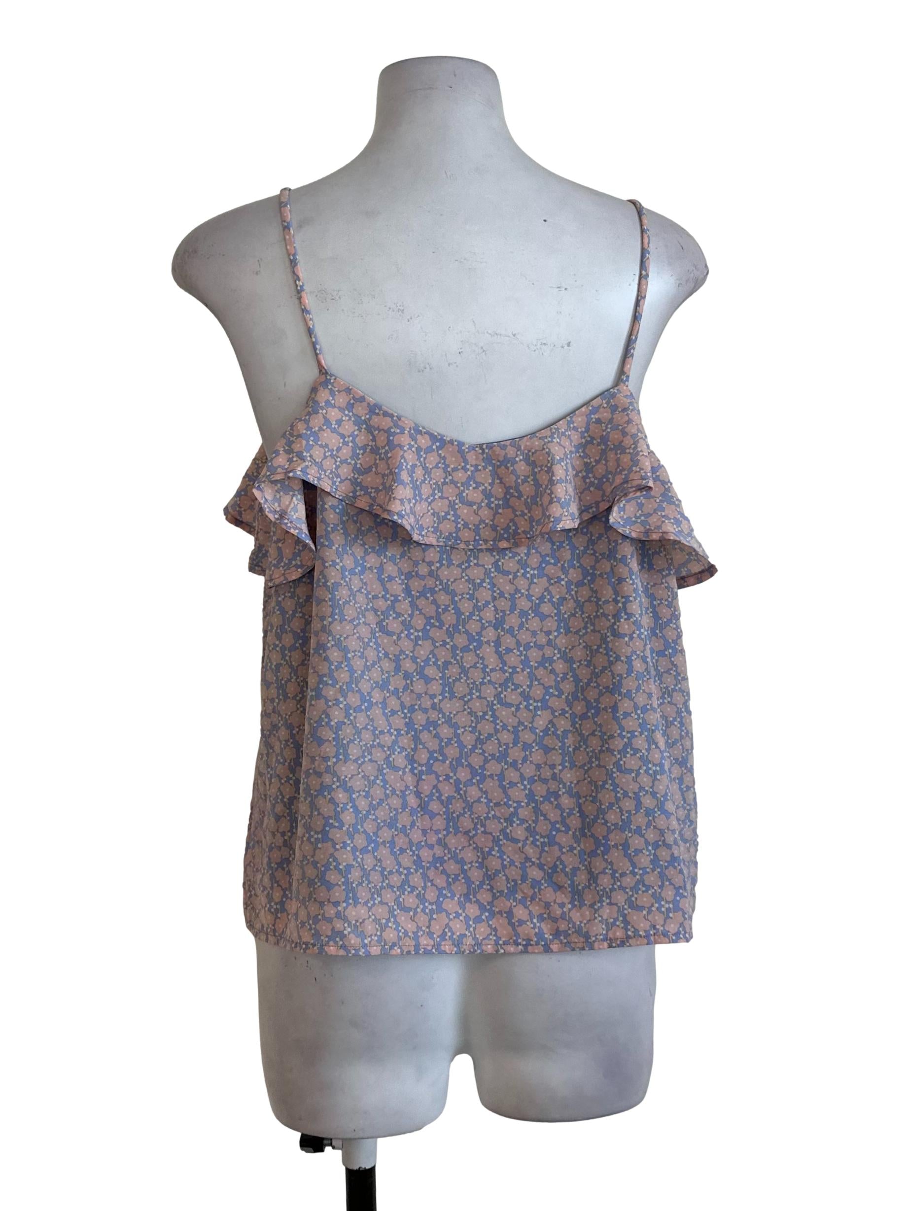 Sky Blue Pink Floral Top