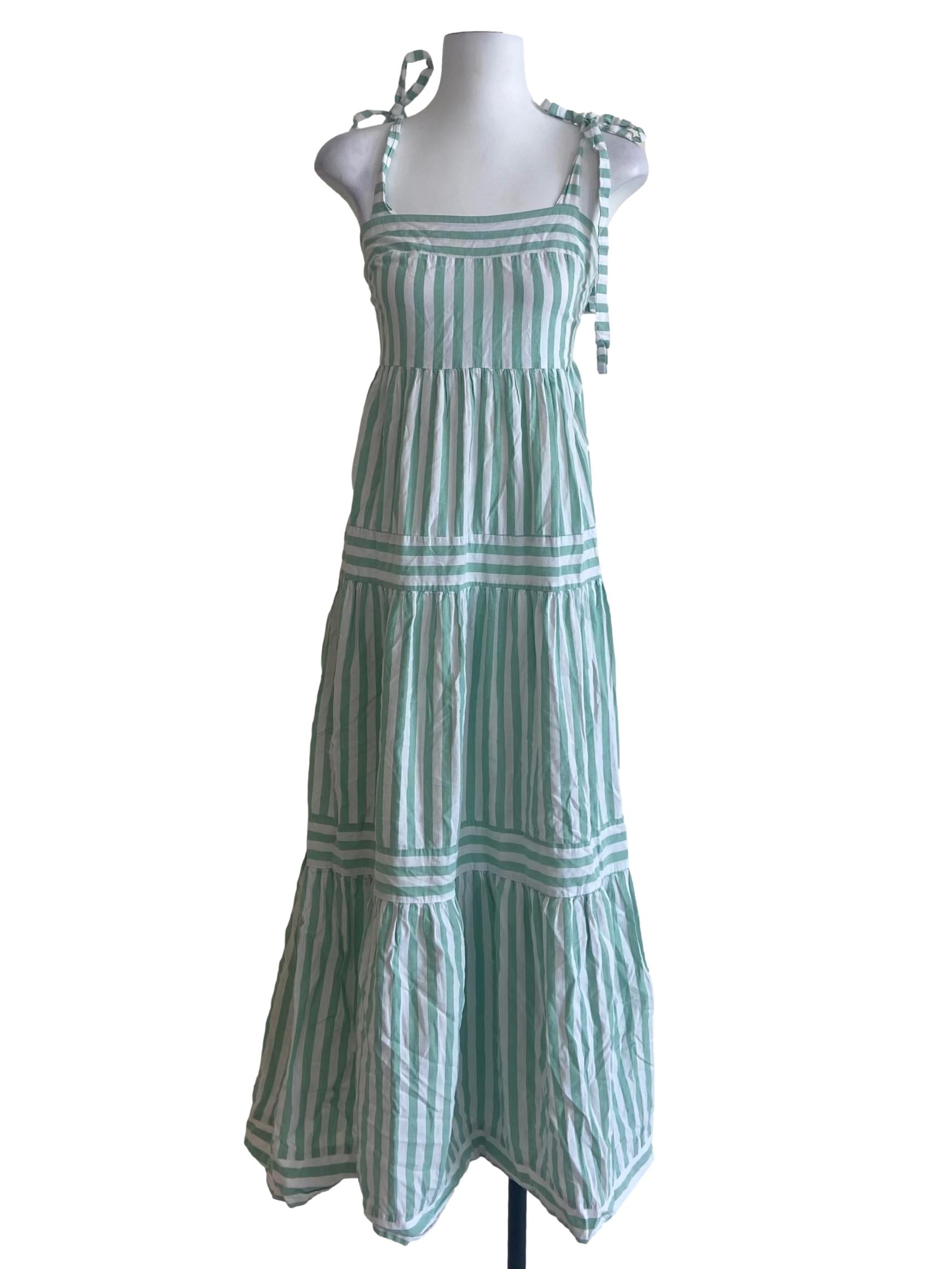 Mint Green & White Stripe Layered Dress