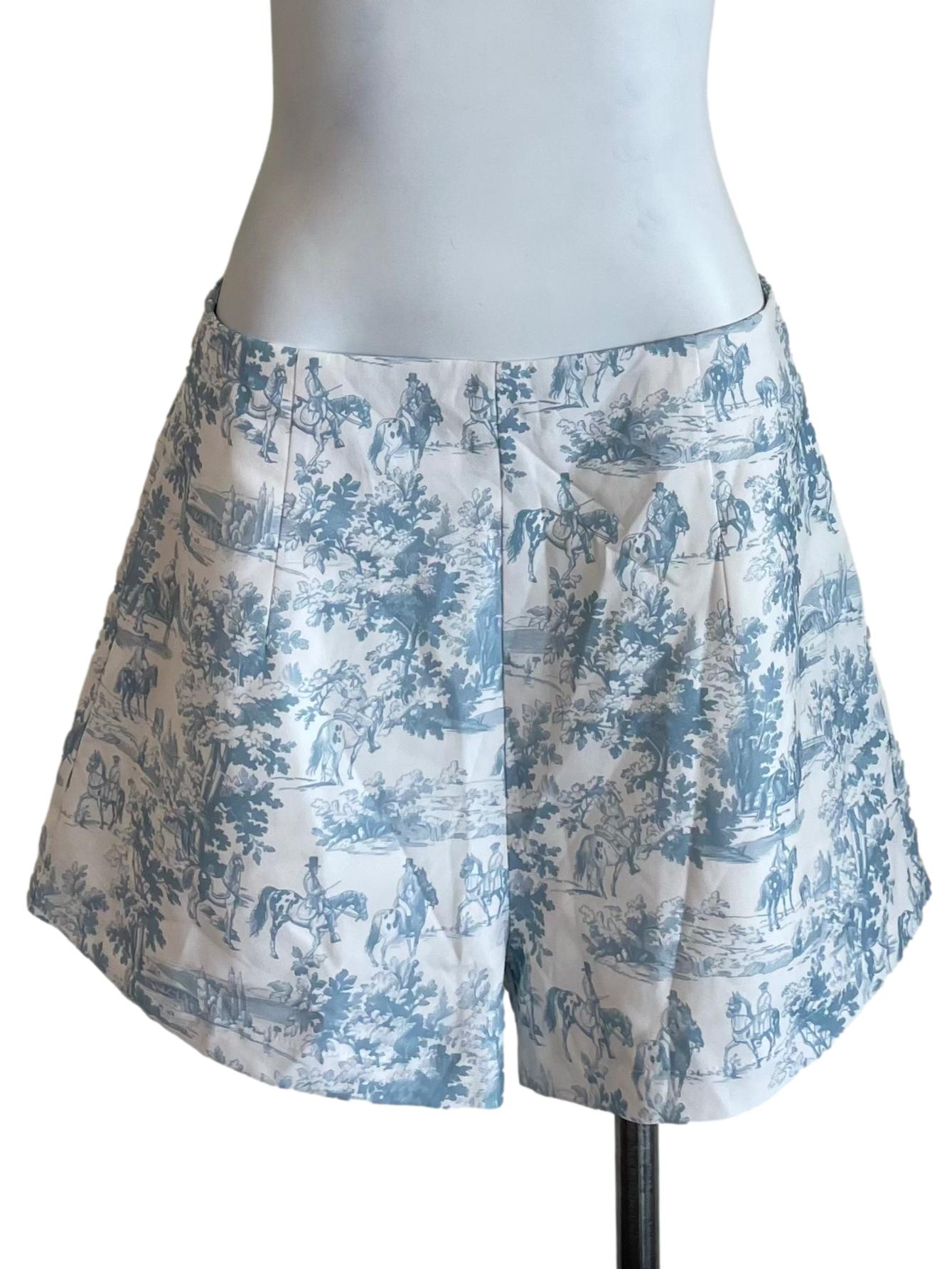 Blue And White Toile De Jouy Shorts