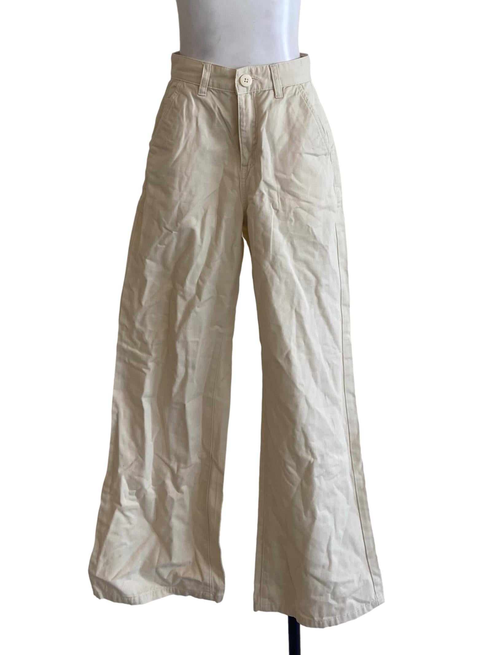 Cream Straight Formal Pants