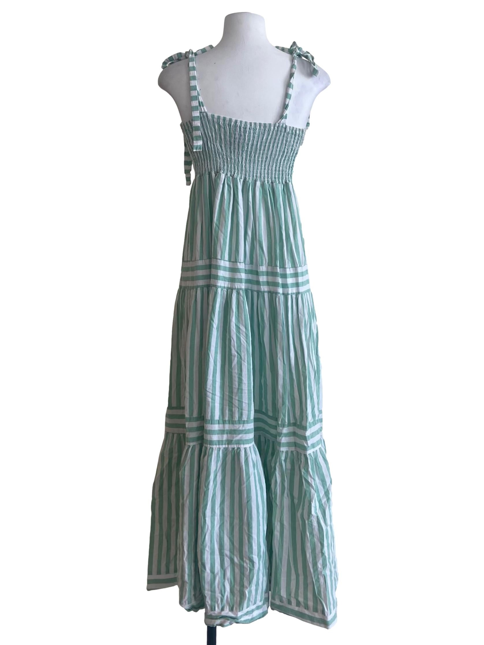 Mint Green & White Stripe Layered Dress