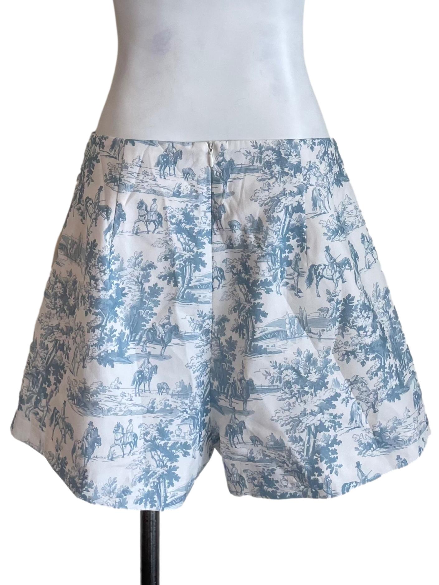 Blue And White Toile De Jouy Shorts