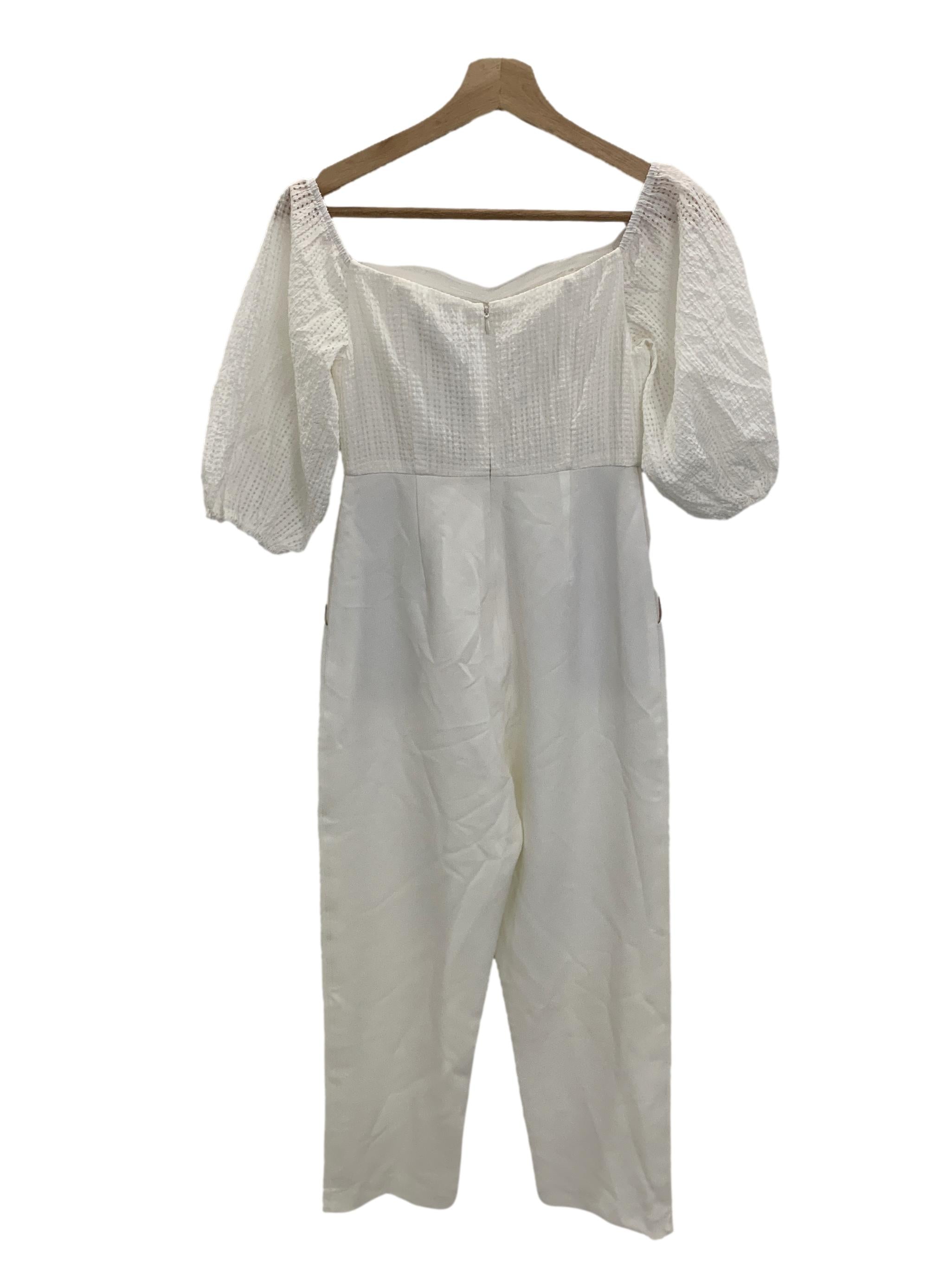 White Puff Sleeves Jumpsuit